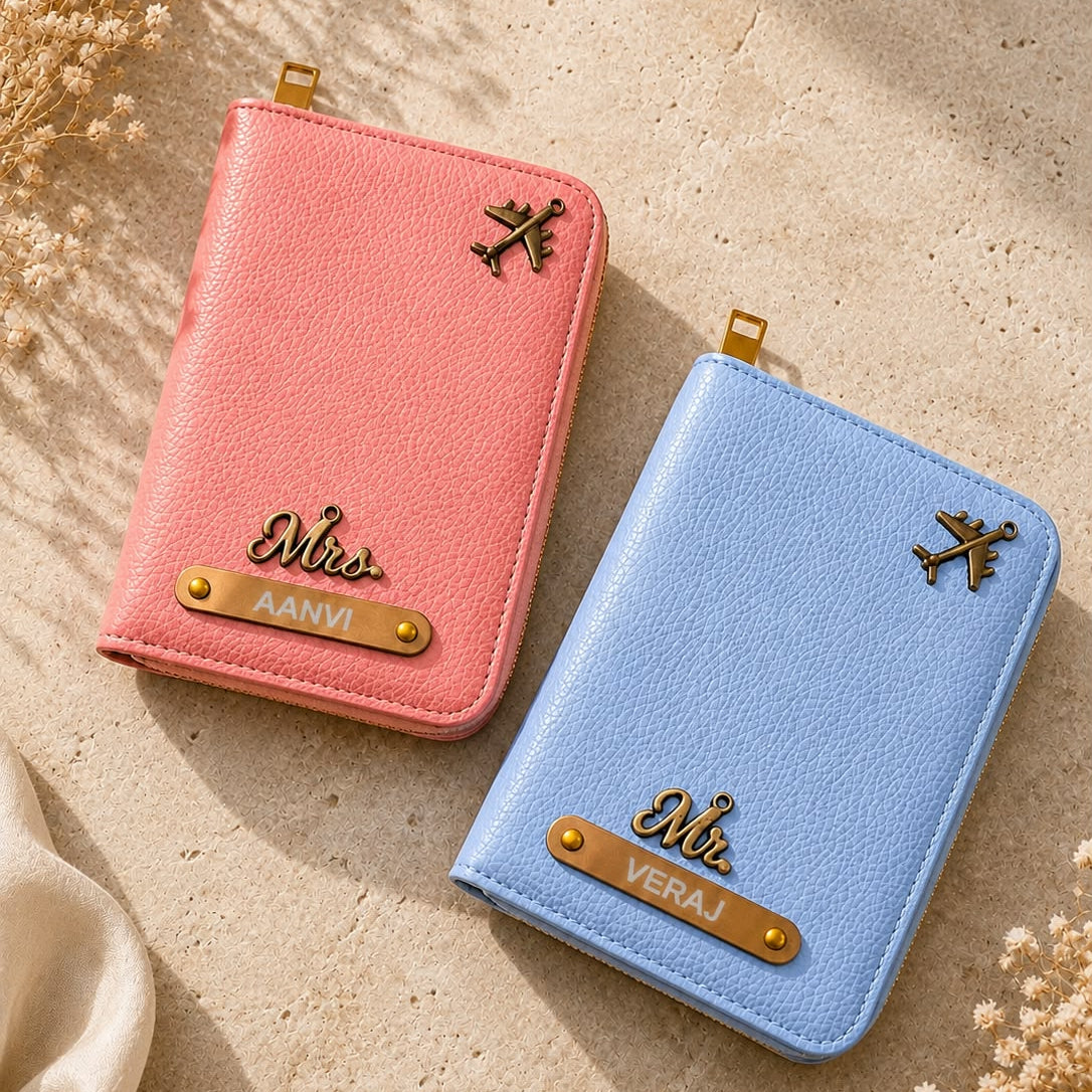 Personalised Passport Cover + Bhai Bhabhi Rakhi & Bracelet Combo Personalised Passport Cover + Bhai Bhabhi Rakhi & Bracelet Combo