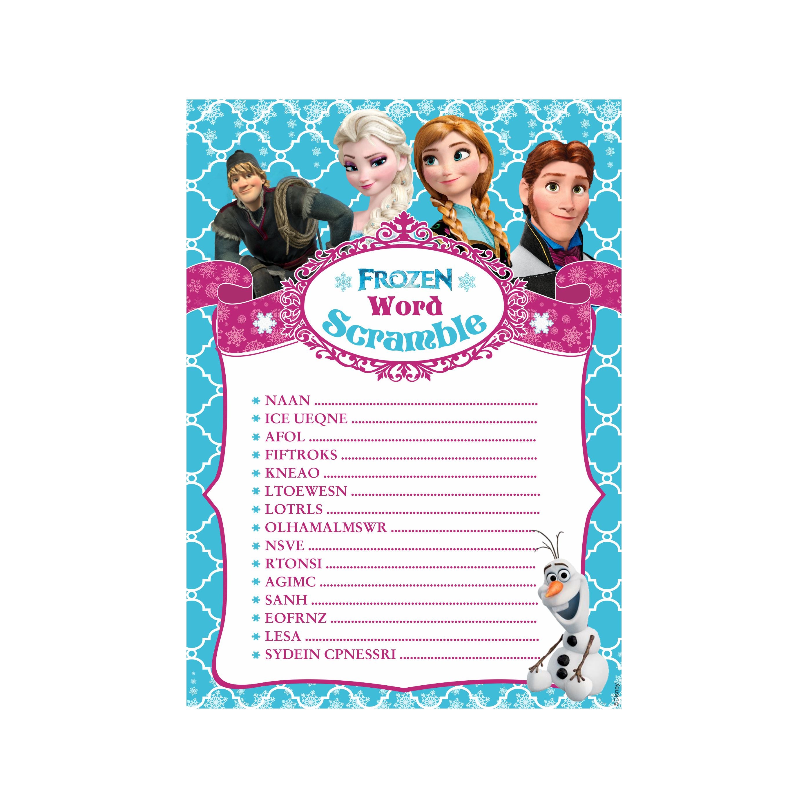 Frozen Word Scramble Game ALL PARTY SUPPLIES Pretty UR Party