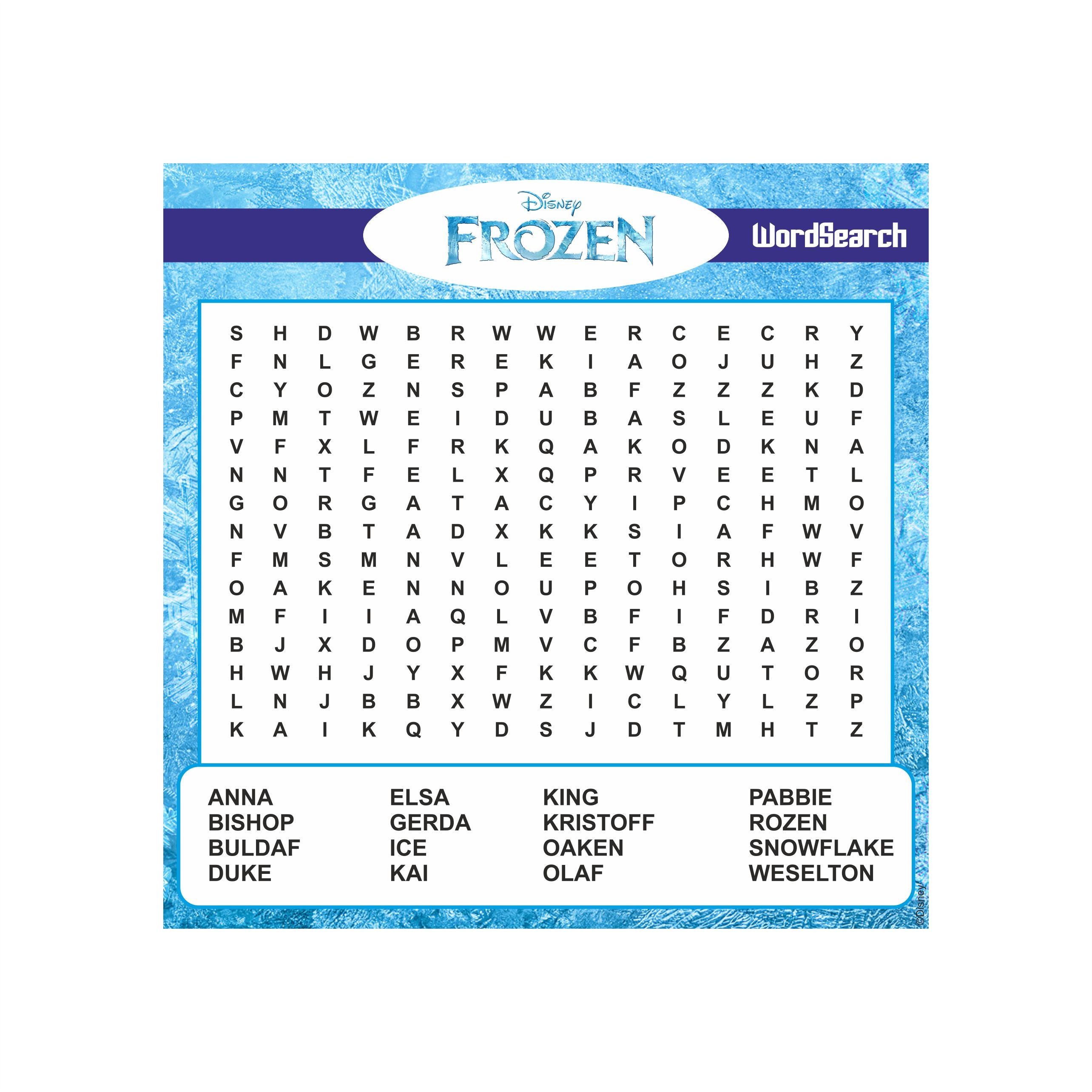 Frozen Word Search Game ALL PARTY SUPPLIES Pretty UR Party
