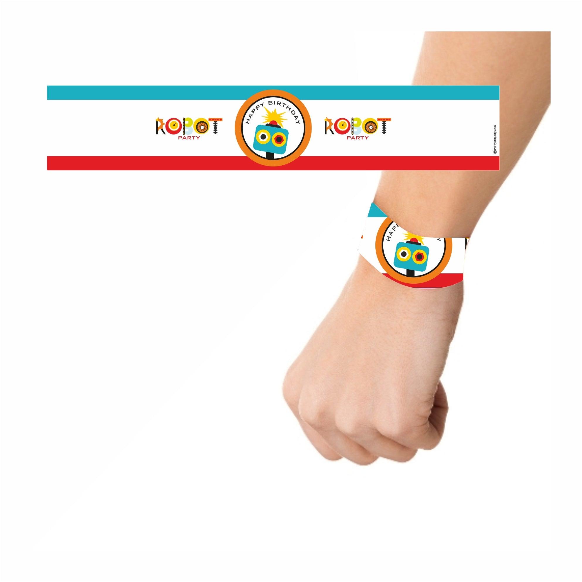 Robot Theme Wrist Bands - Pack of 10 THEME PARTIES Pretty UR Party