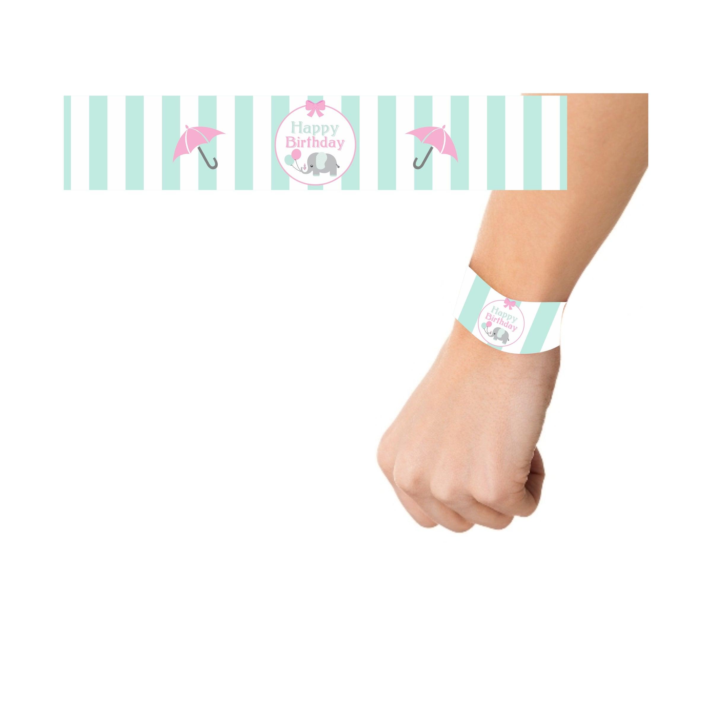 Elephant Birthday Theme Wrist Bands - Pack of 10 THEME PARTIES Pretty UR Party