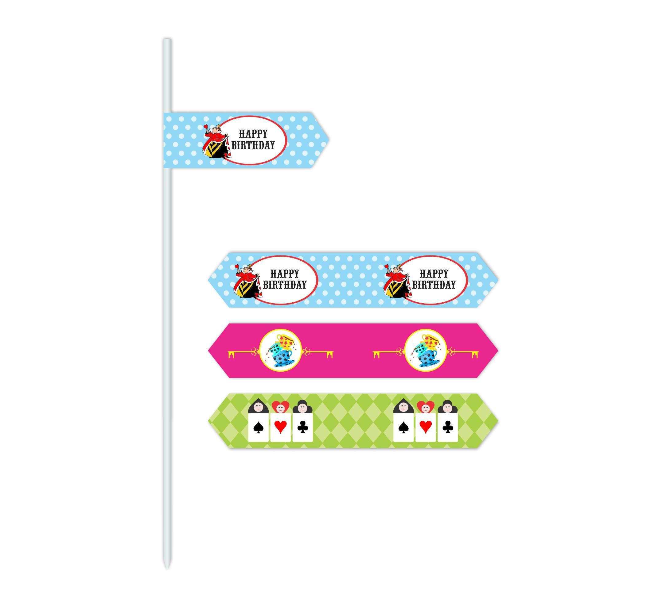 Alice in Wonderland Drink Straws THEME PARTIES Pretty UR Party