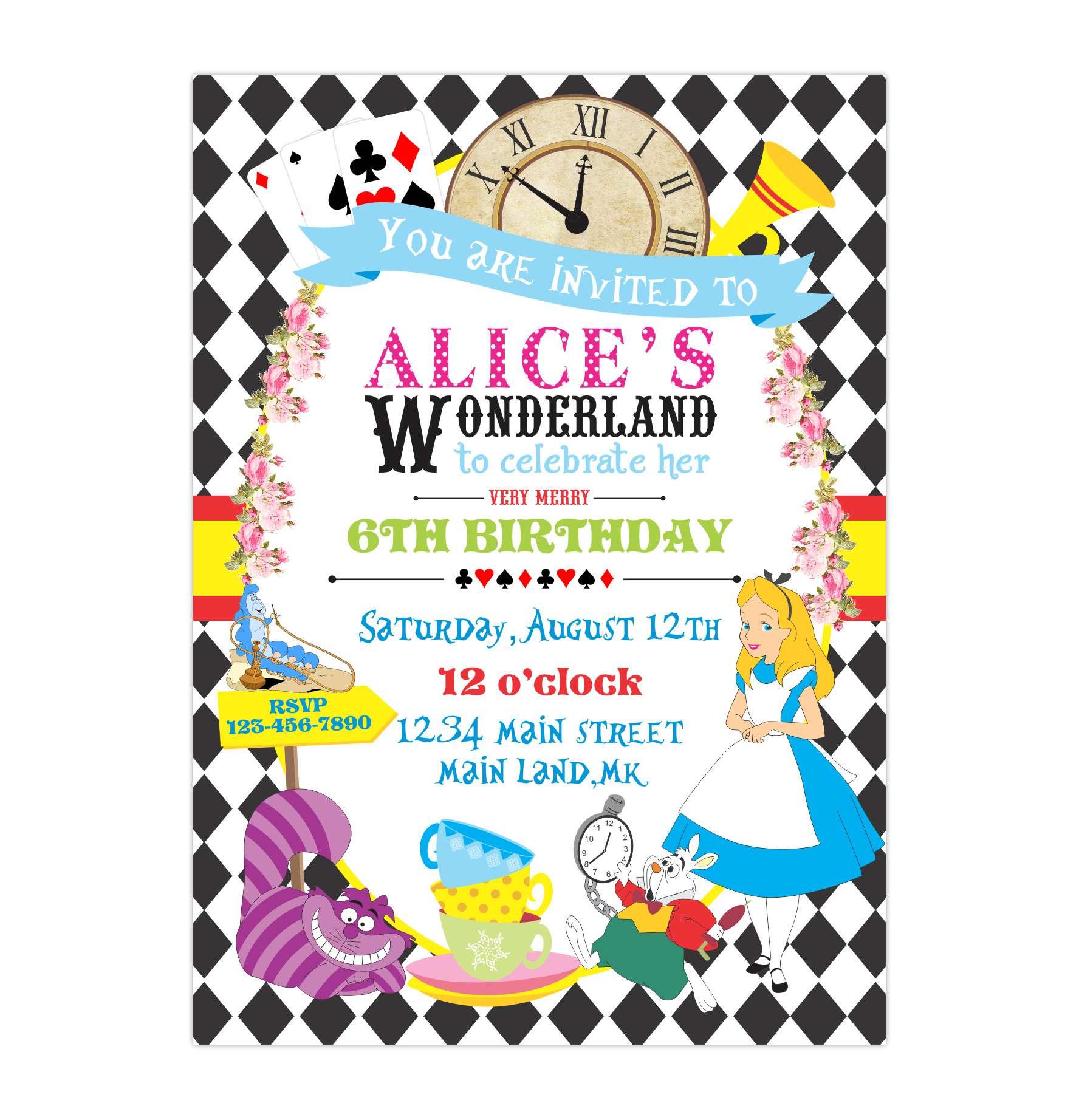 Alice in Wonderland Invitations 01 THEME PARTIES Pretty UR Party