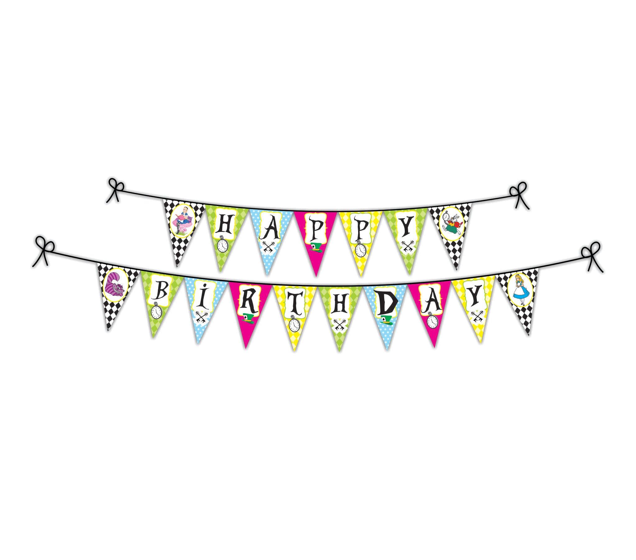 Alice in Wonderland Bunting THEME PARTIES Pretty UR Party