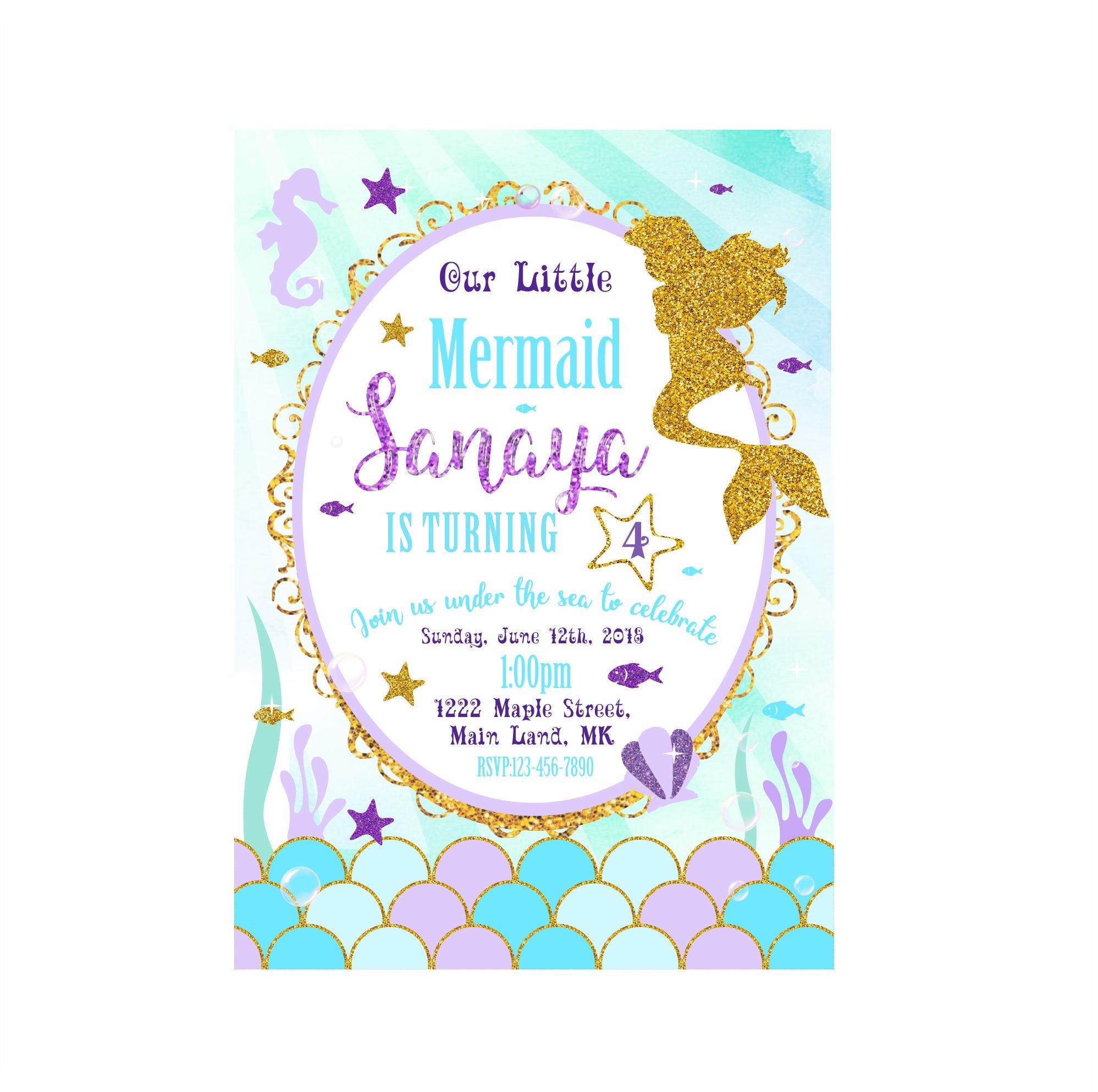 Aqua Mermaid Theme E-Invitations ALL PARTY SUPPLIES Pretty UR Party