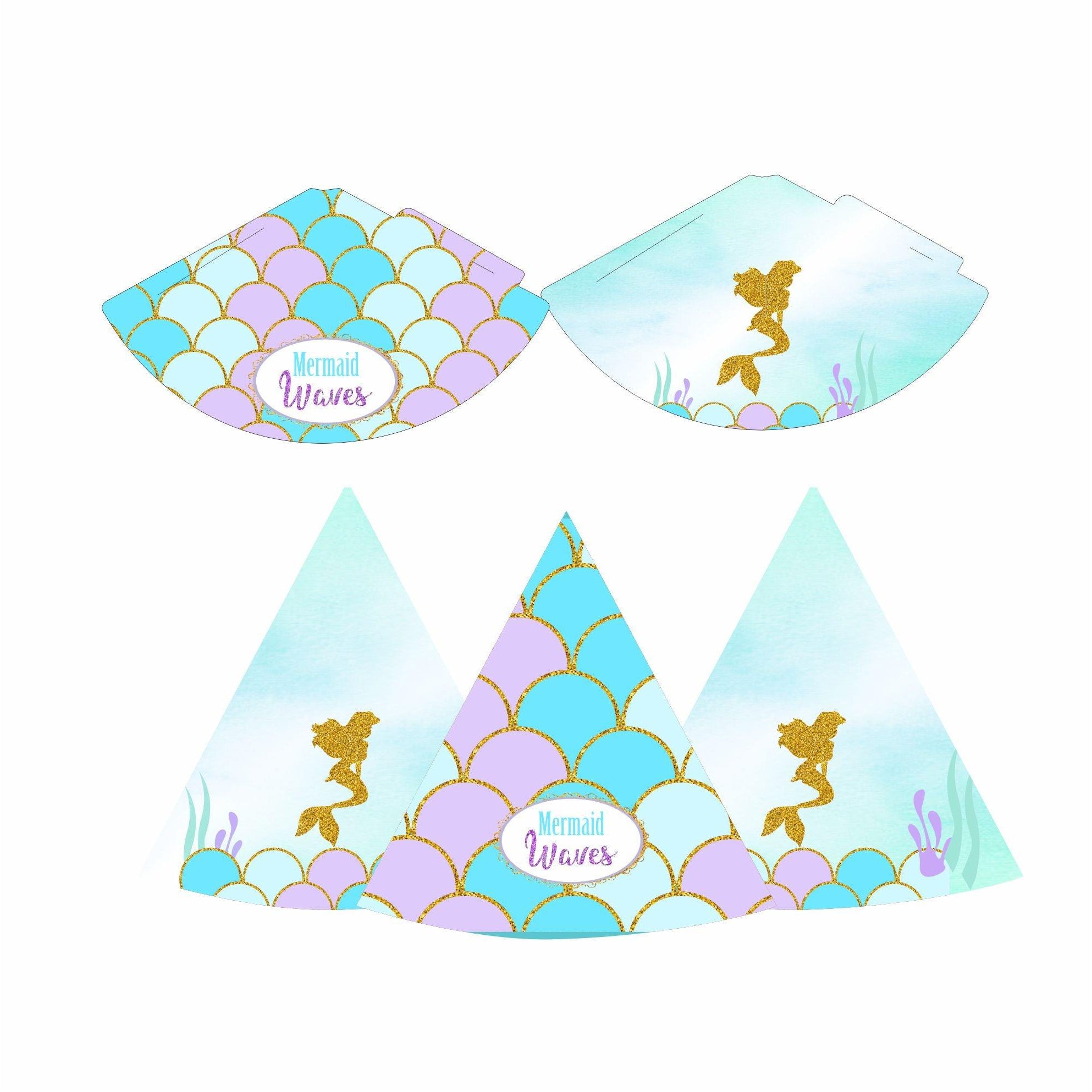 Aqua Mermaid Theme Hats - Pack of 10 THEME PARTIES Pretty UR Party