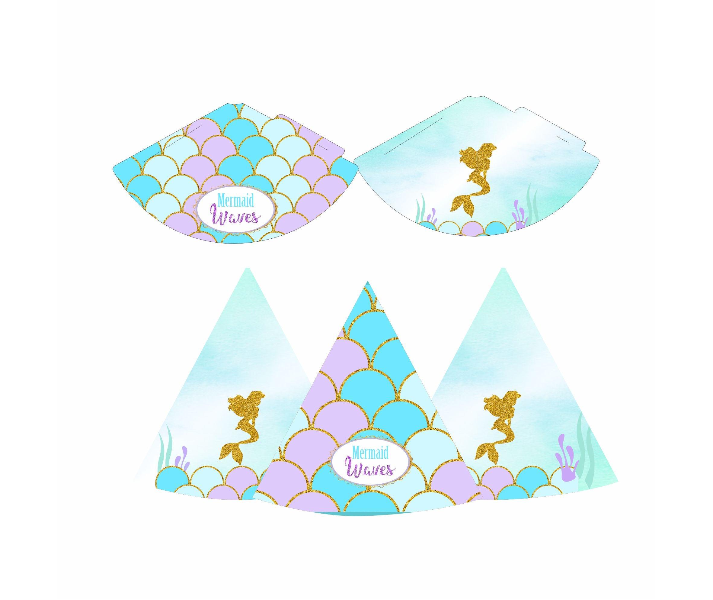 Aqua Mermaid Theme Hats - Pack of 10 THEME PARTIES Pretty UR Party