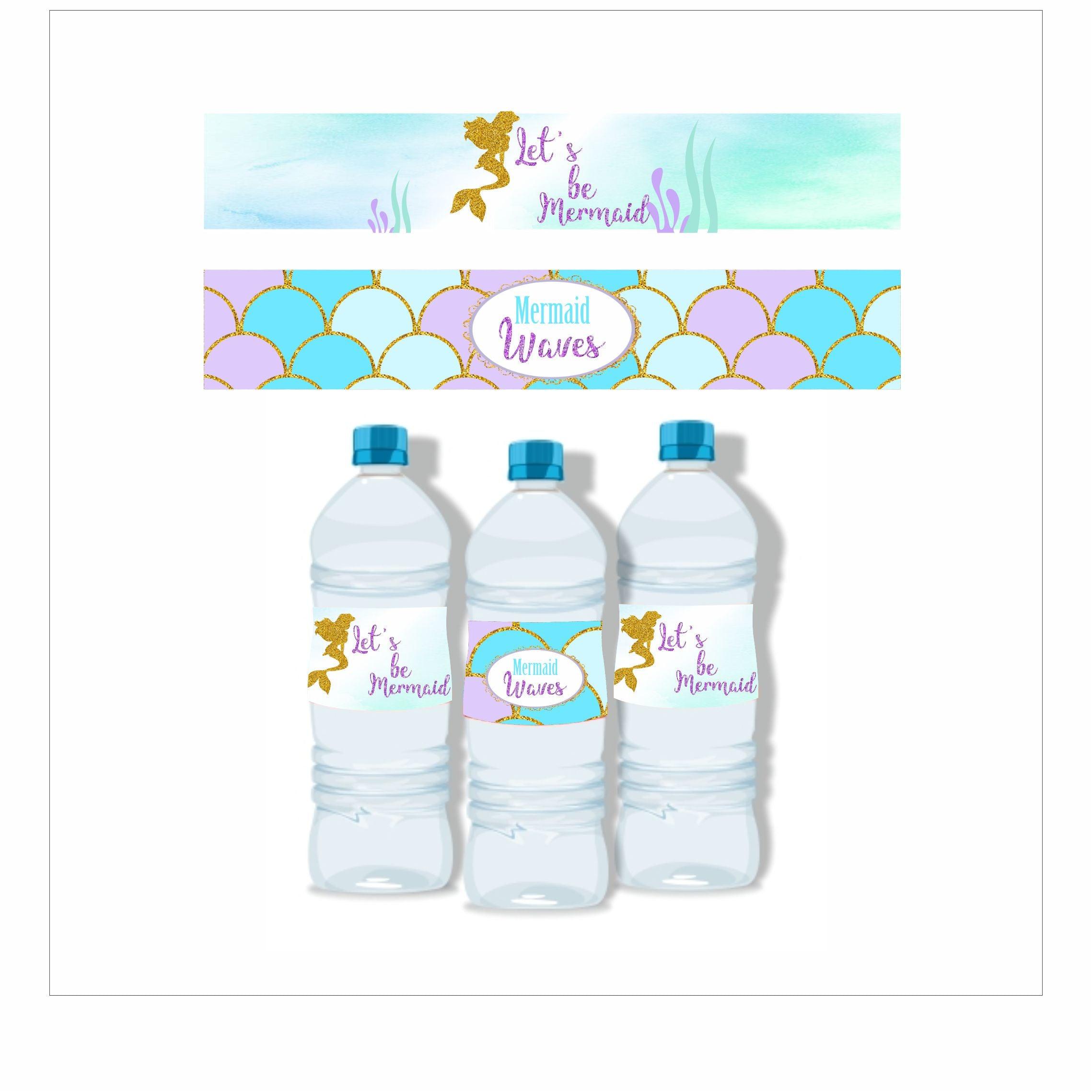 Aqua Mermaid Theme Water Bottle Labels THEME PARTIES Pretty UR Party