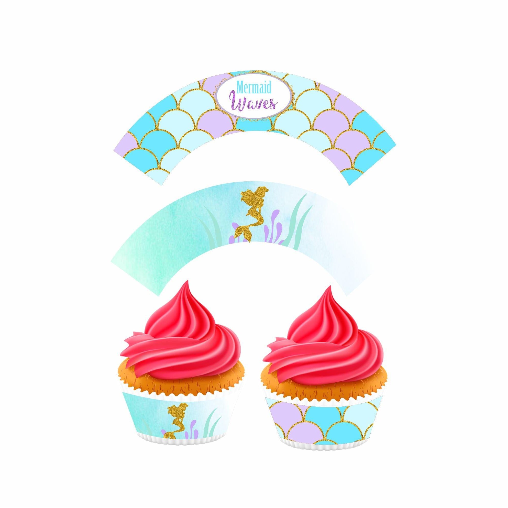 Aqua Mermaid Theme Cupcake Wrappers THEME PARTIES Pretty UR Party