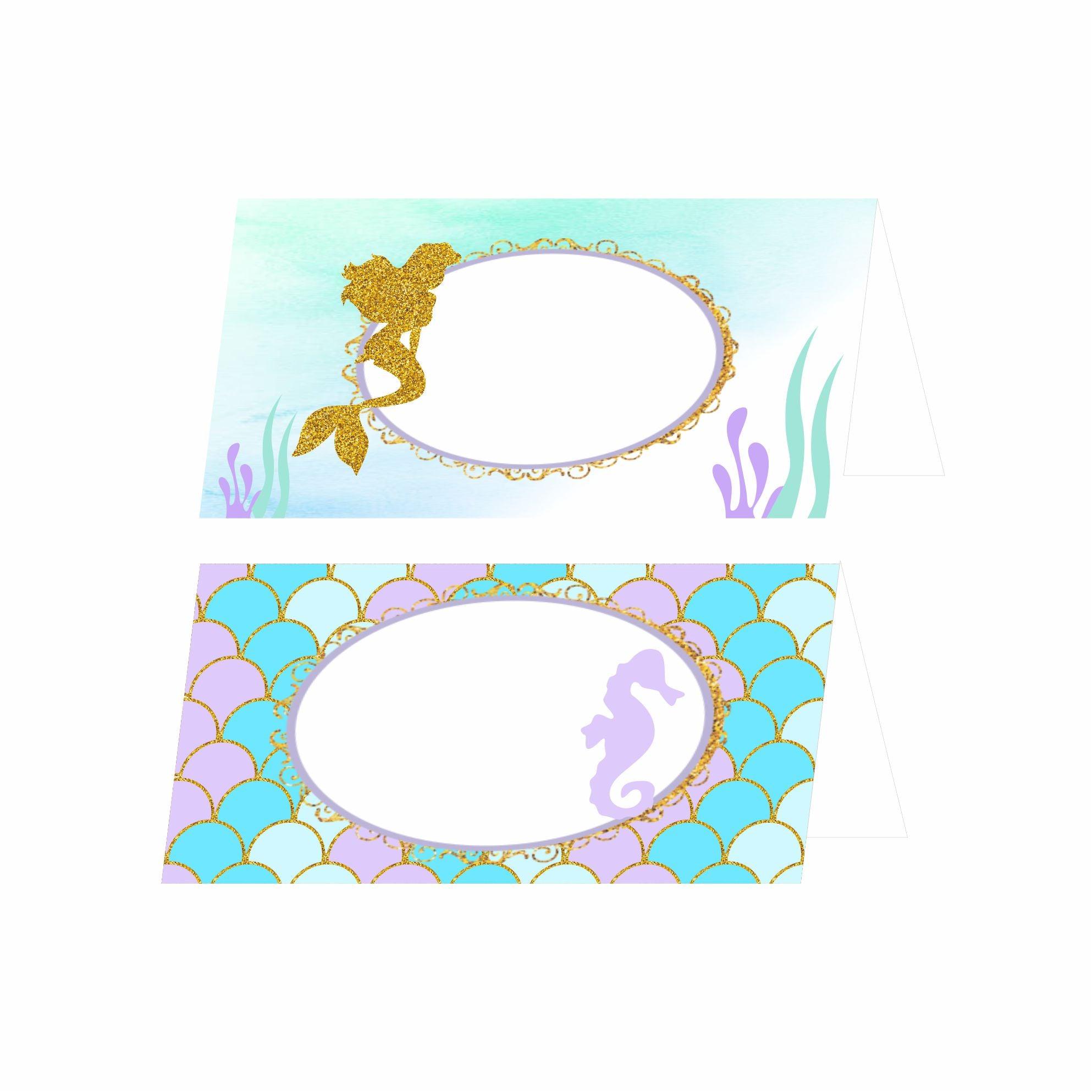 Aqua Mermaid Theme Food Labels / Buffet Table Cards THEME PARTIES Pretty UR Party