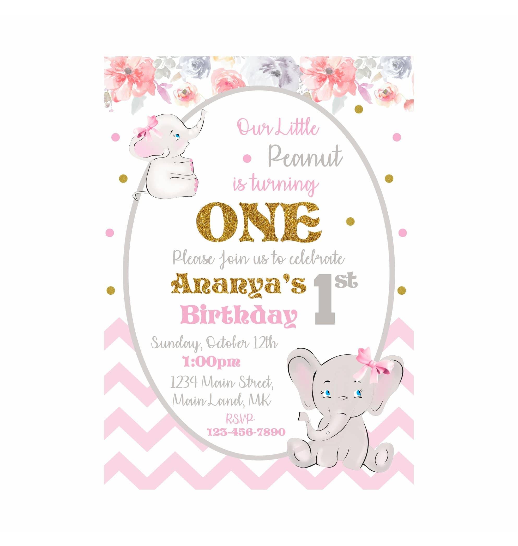 Baby Elephant Theme E-Invitations ALL PARTY SUPPLIES Pretty UR Party