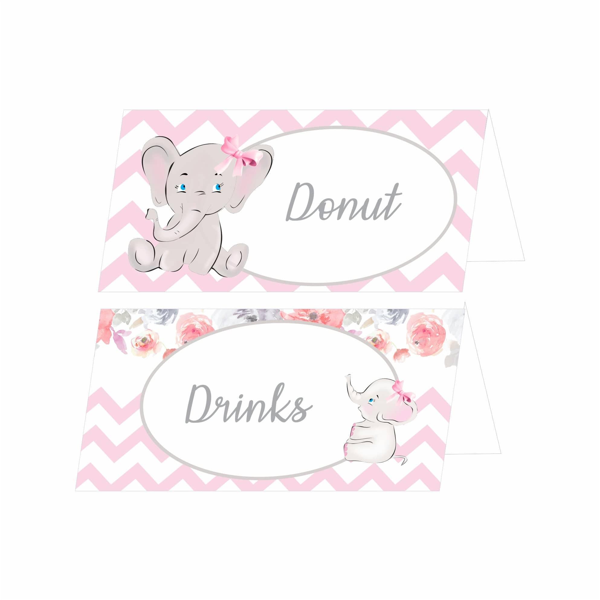 Baby Elephant Theme Food Labels / Buffet Table Cards THEME PARTIES Pretty UR Party