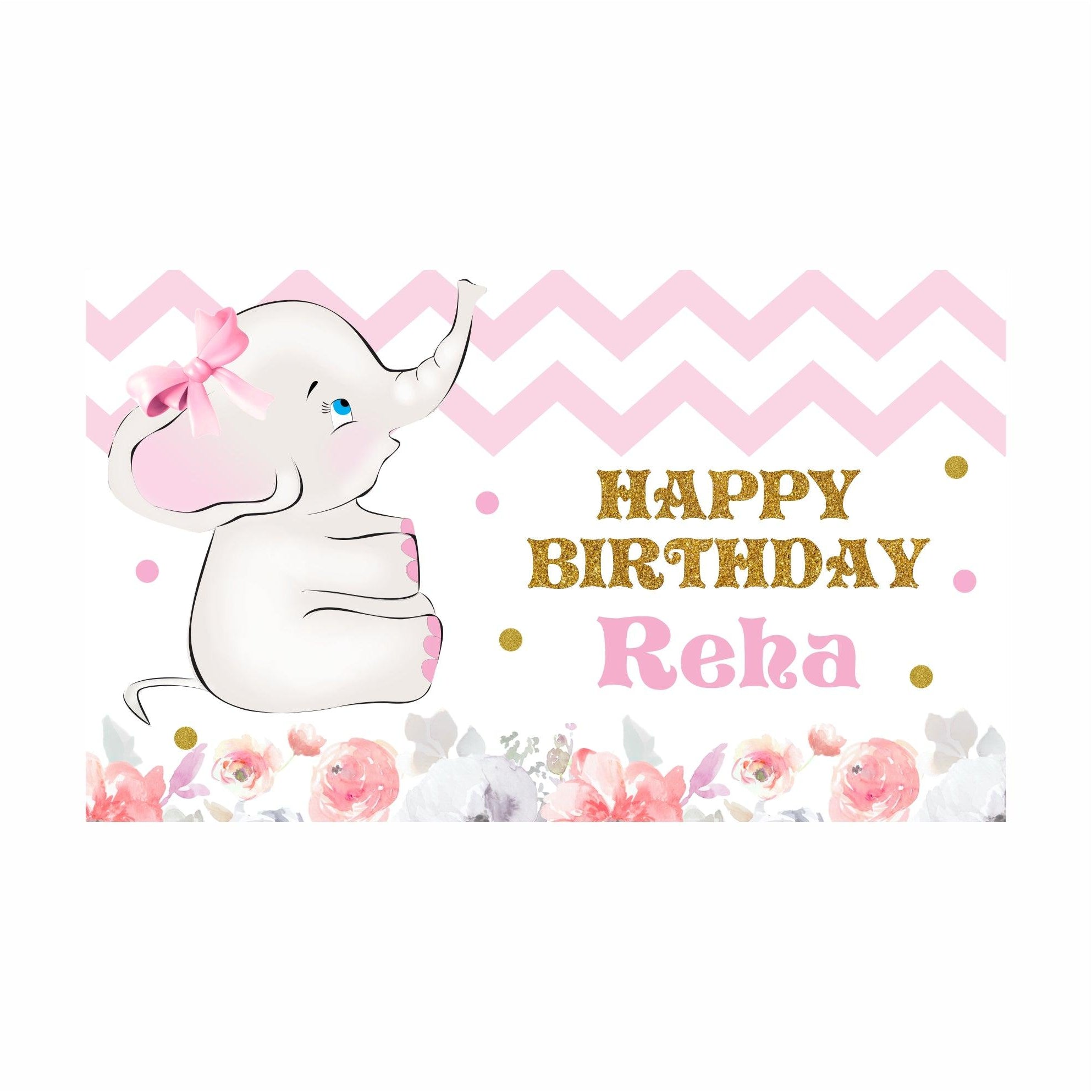 Baby Elephant Theme Backdrop PERSONALISED Pretty UR Party