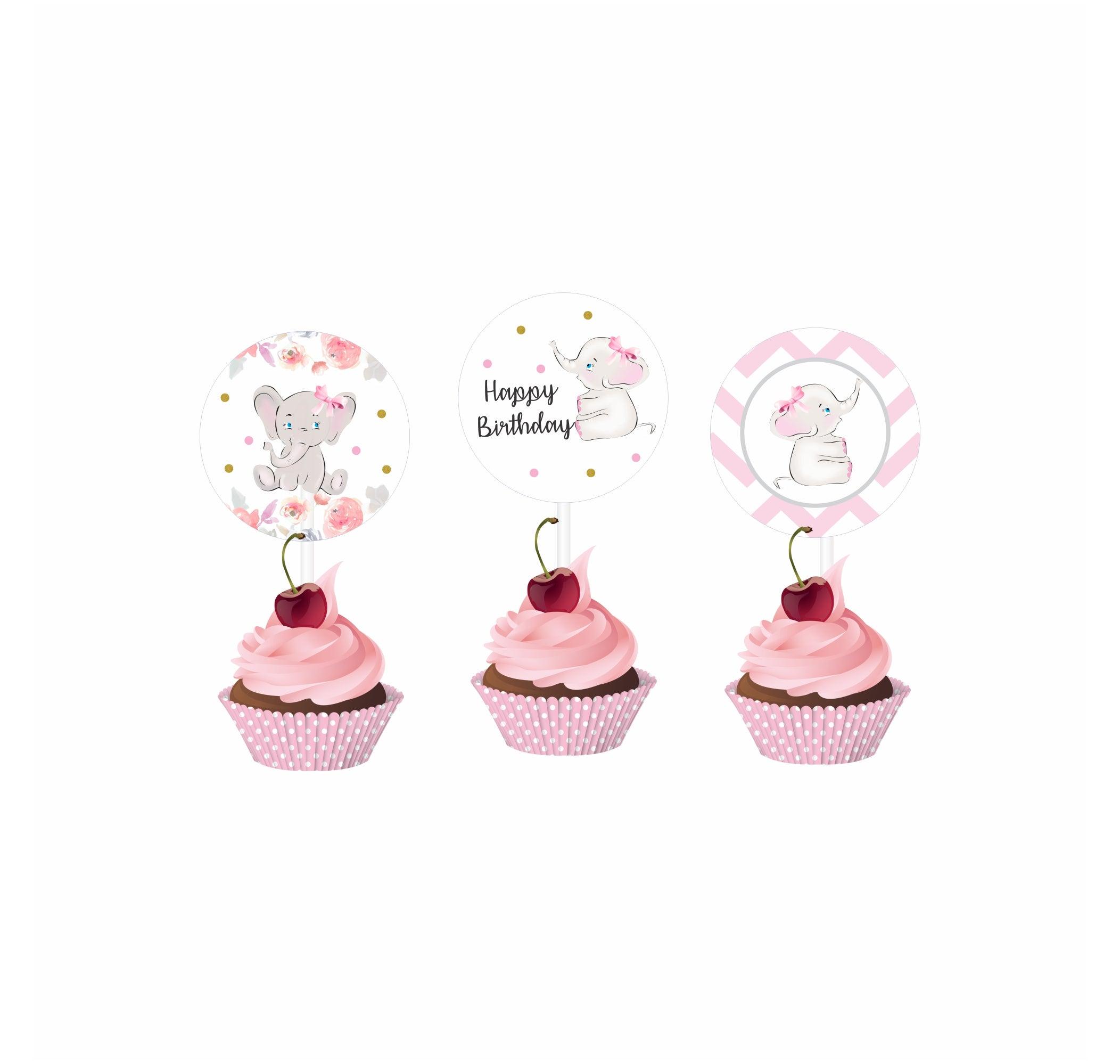 Baby Elephant Theme Cupcake / Food Toppers THEME PARTIES Pretty UR Party