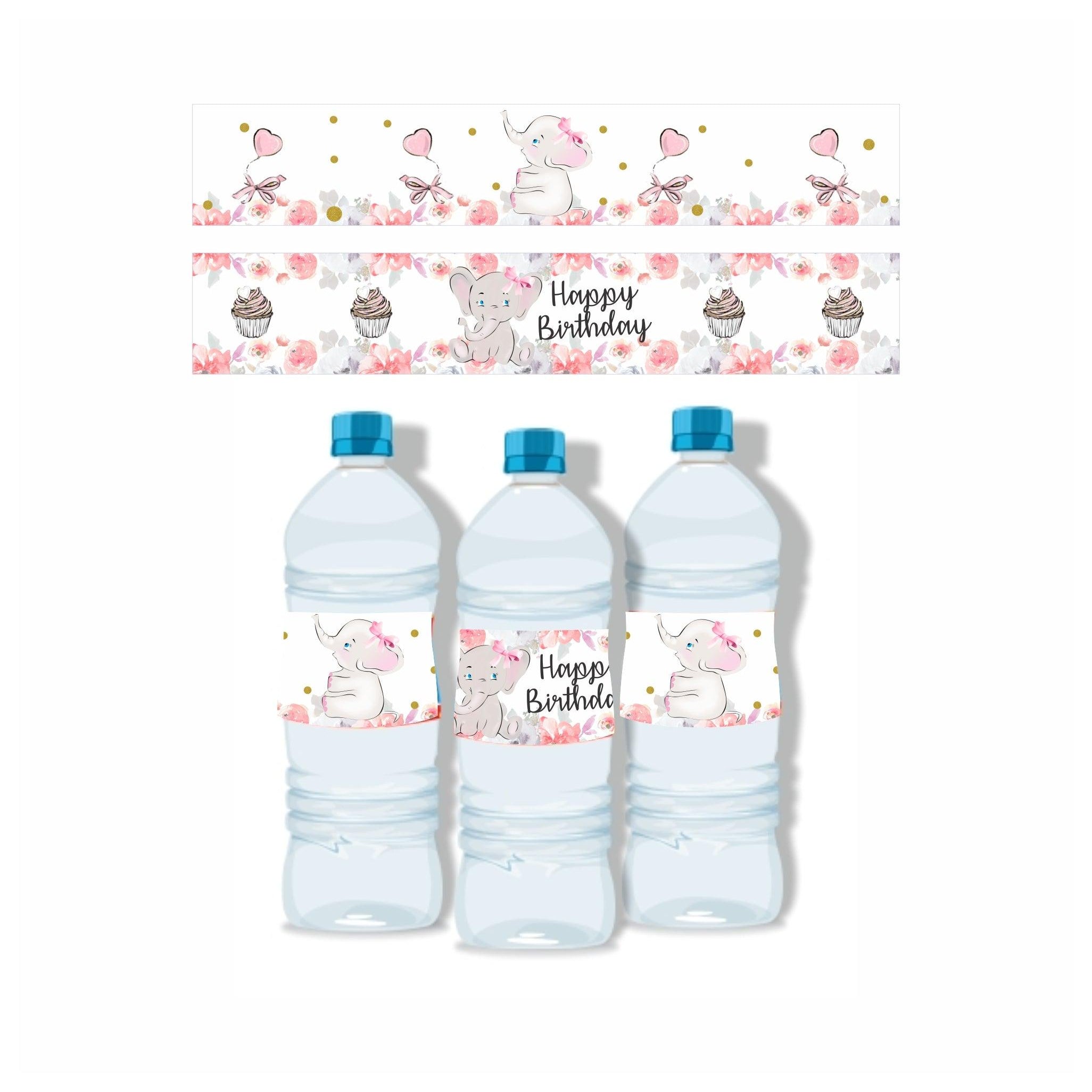 Baby Elephant Theme Water Bottle Labels THEME PARTIES Pretty UR Party