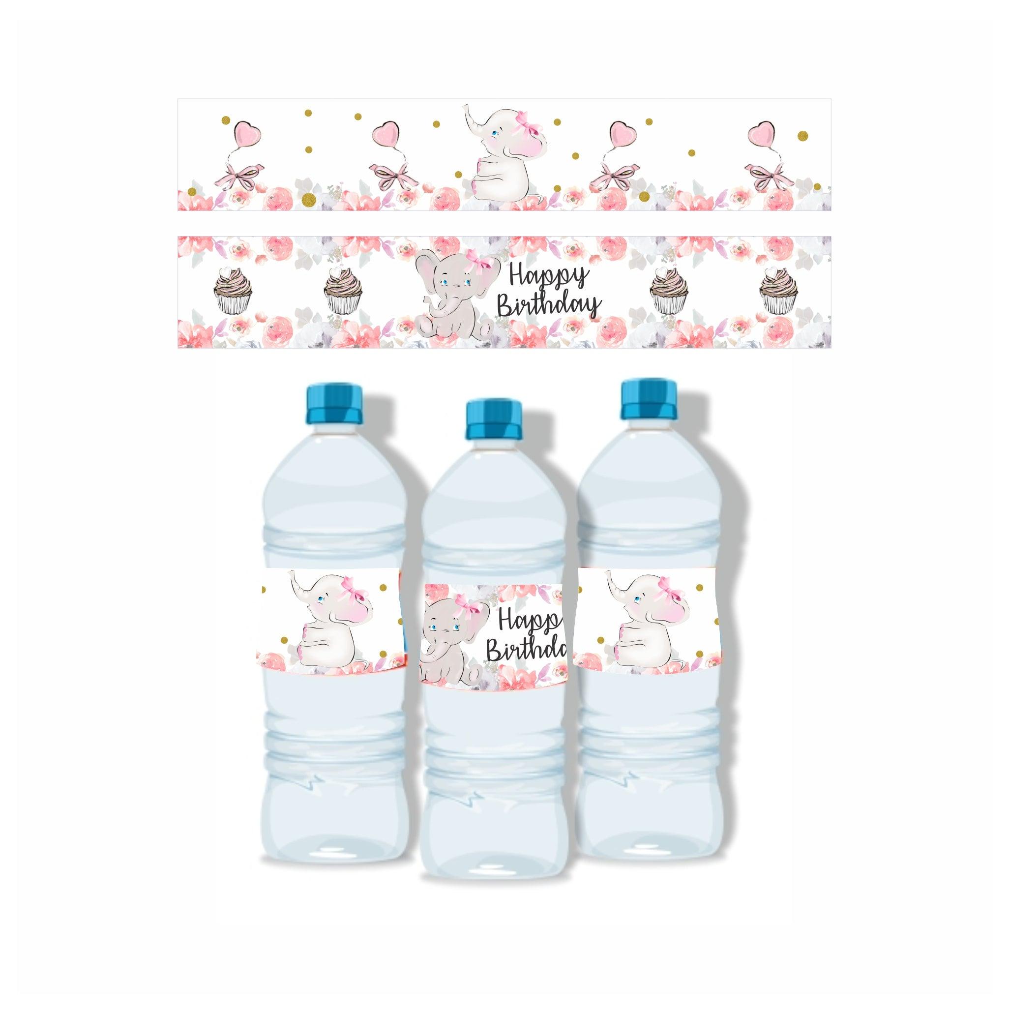Baby Elephant Theme Water Bottle Labels THEME PARTIES Pretty UR Party