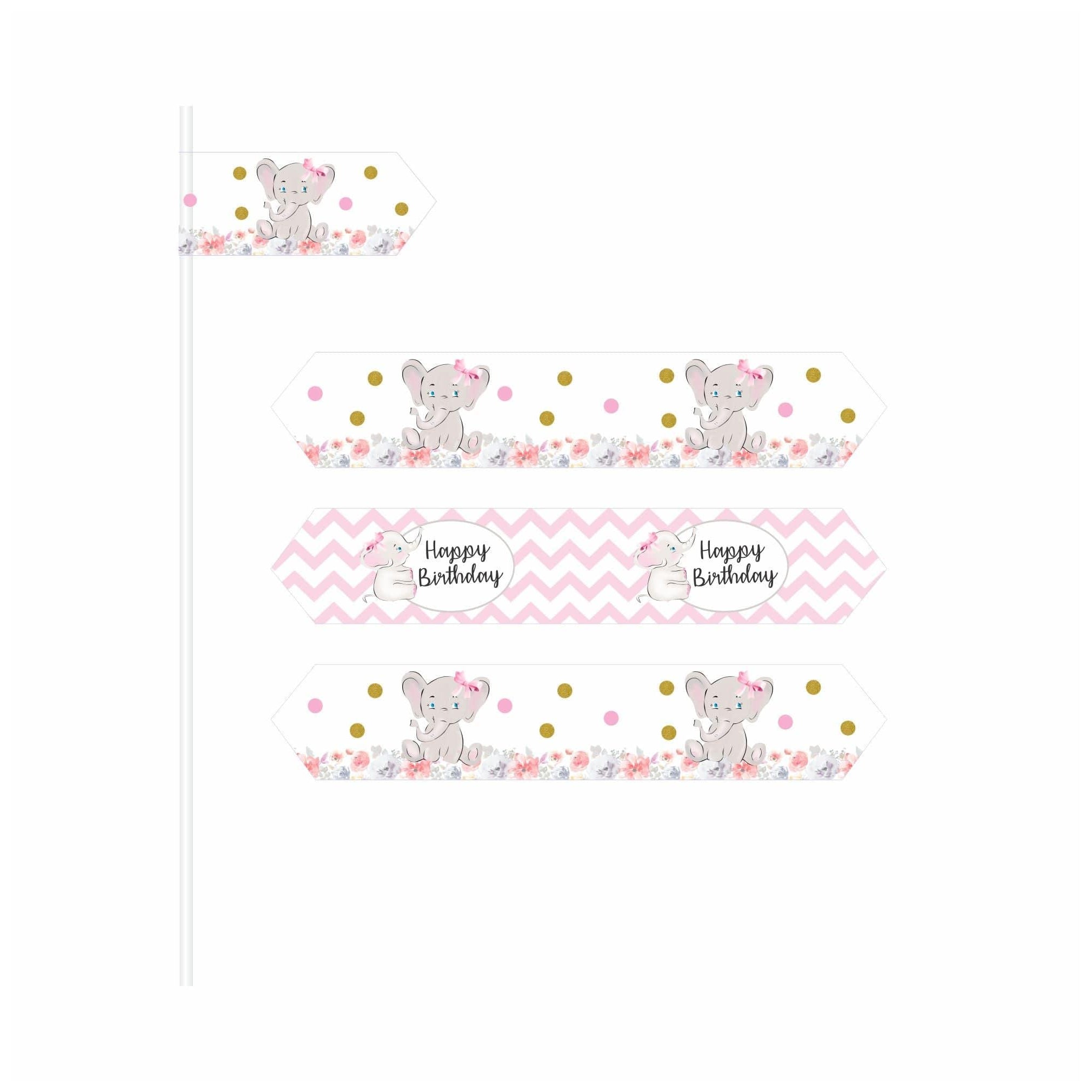 Baby Elephant Theme Drink Straws THEME PARTIES Pretty UR Party