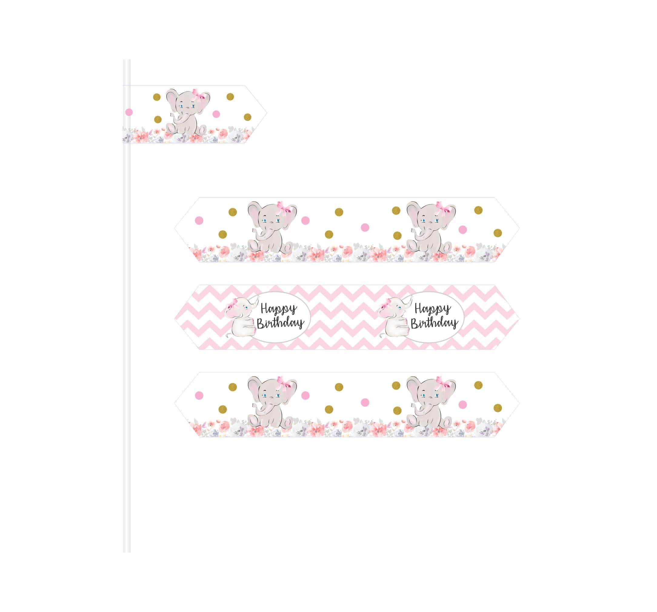 Baby Elephant Theme Drink Straws THEME PARTIES Pretty UR Party