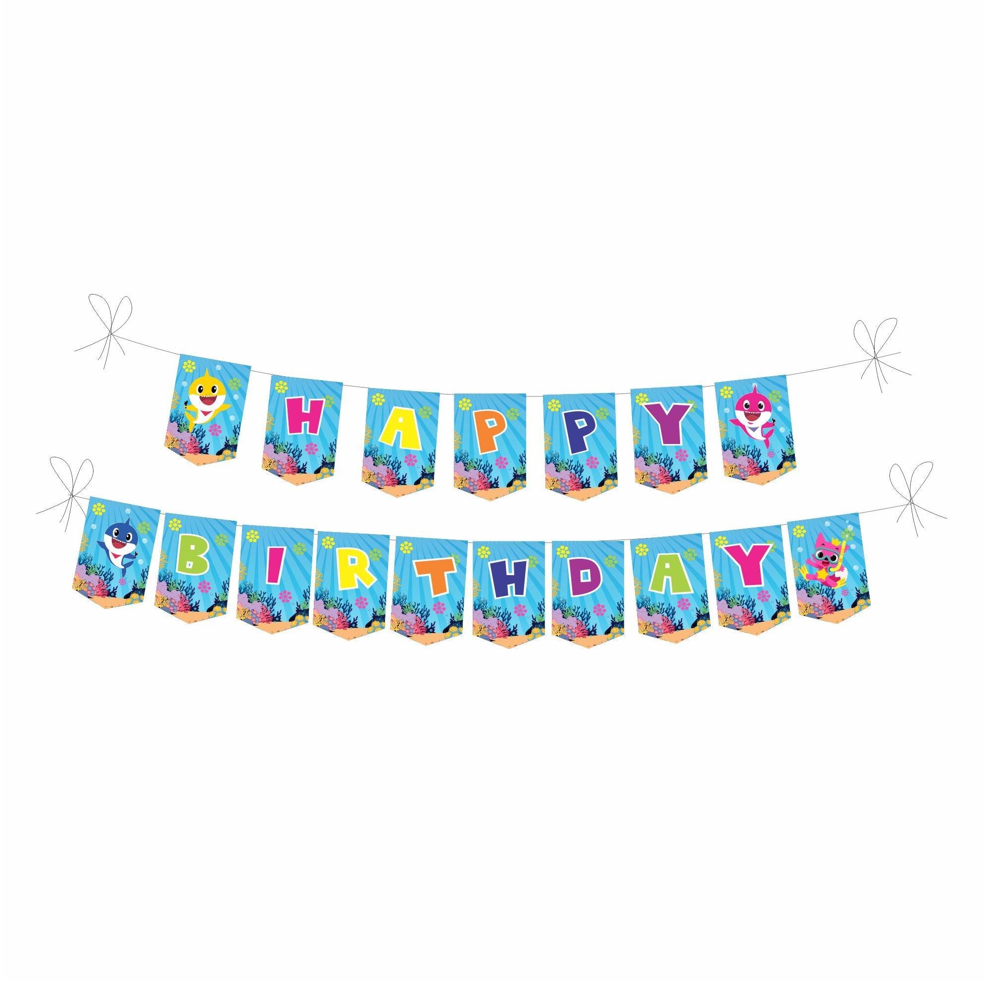 Baby Shark Theme Bunting BIRTHDAYS Pretty UR Party