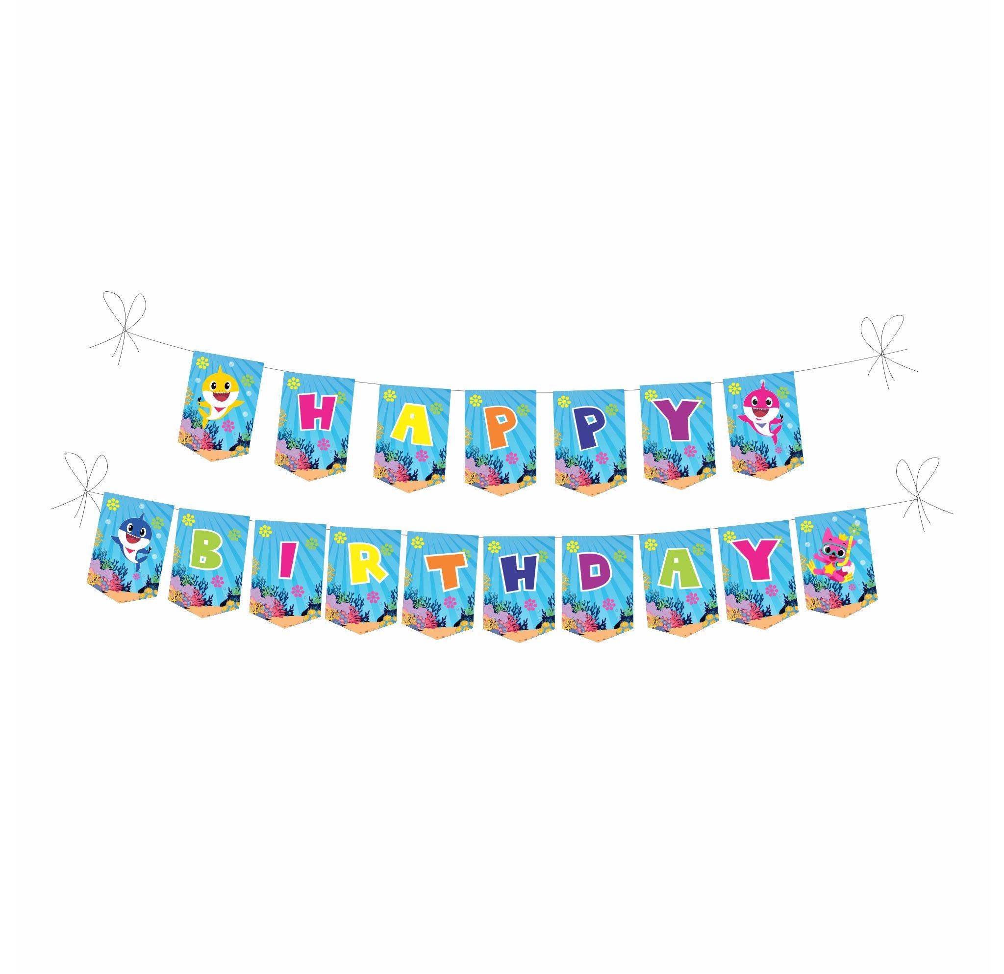 Baby Shark Theme Bunting BIRTHDAYS Pretty UR Party