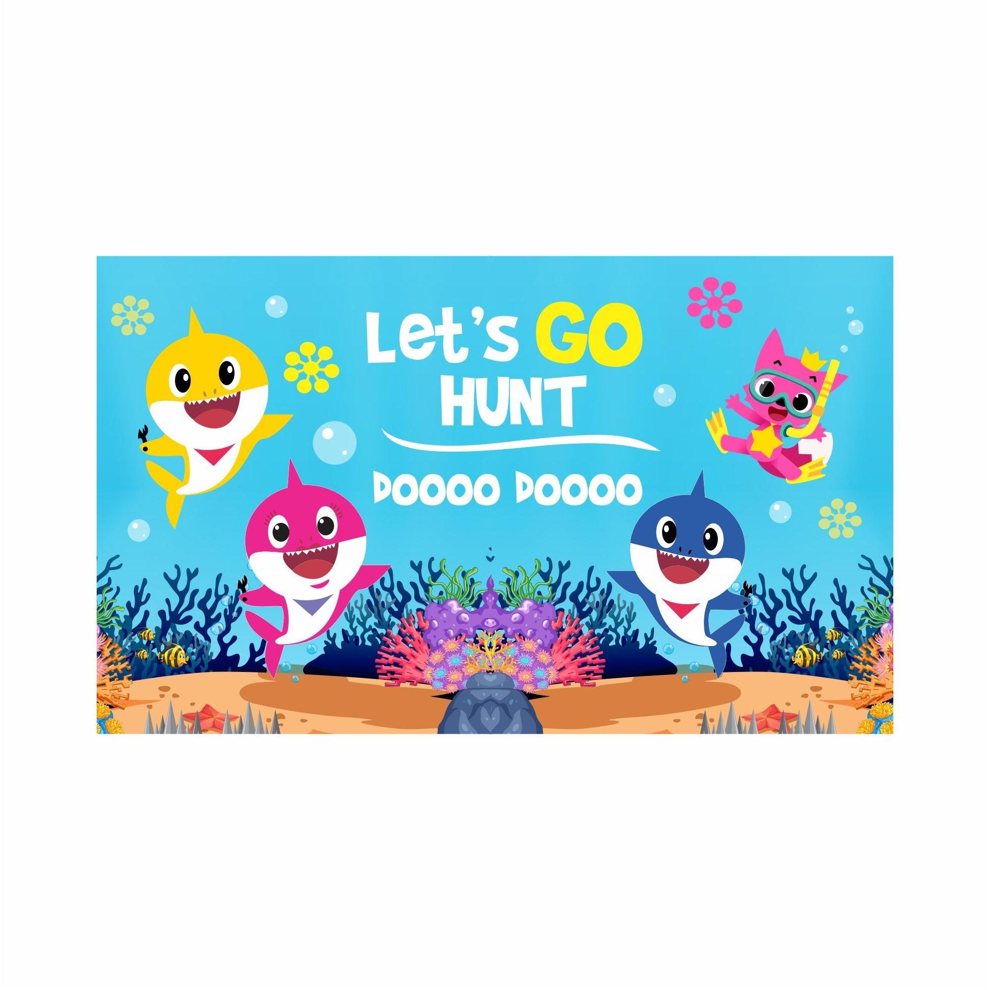 Baby Shark Theme Backdrop PERSONALISED Pretty UR Party