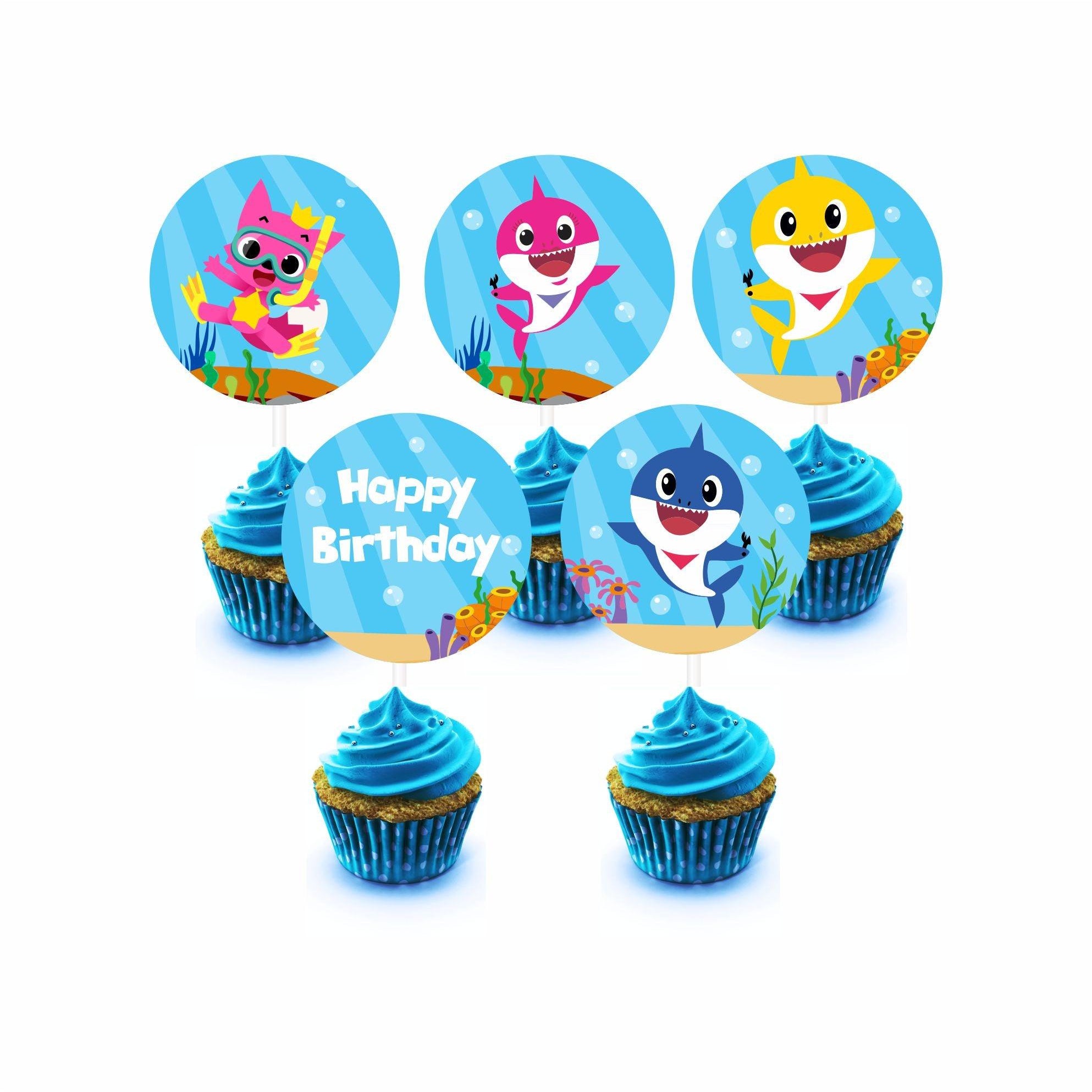 Baby Shark Theme Cupcake / Food Toppers THEME PARTIES Pretty UR Party
