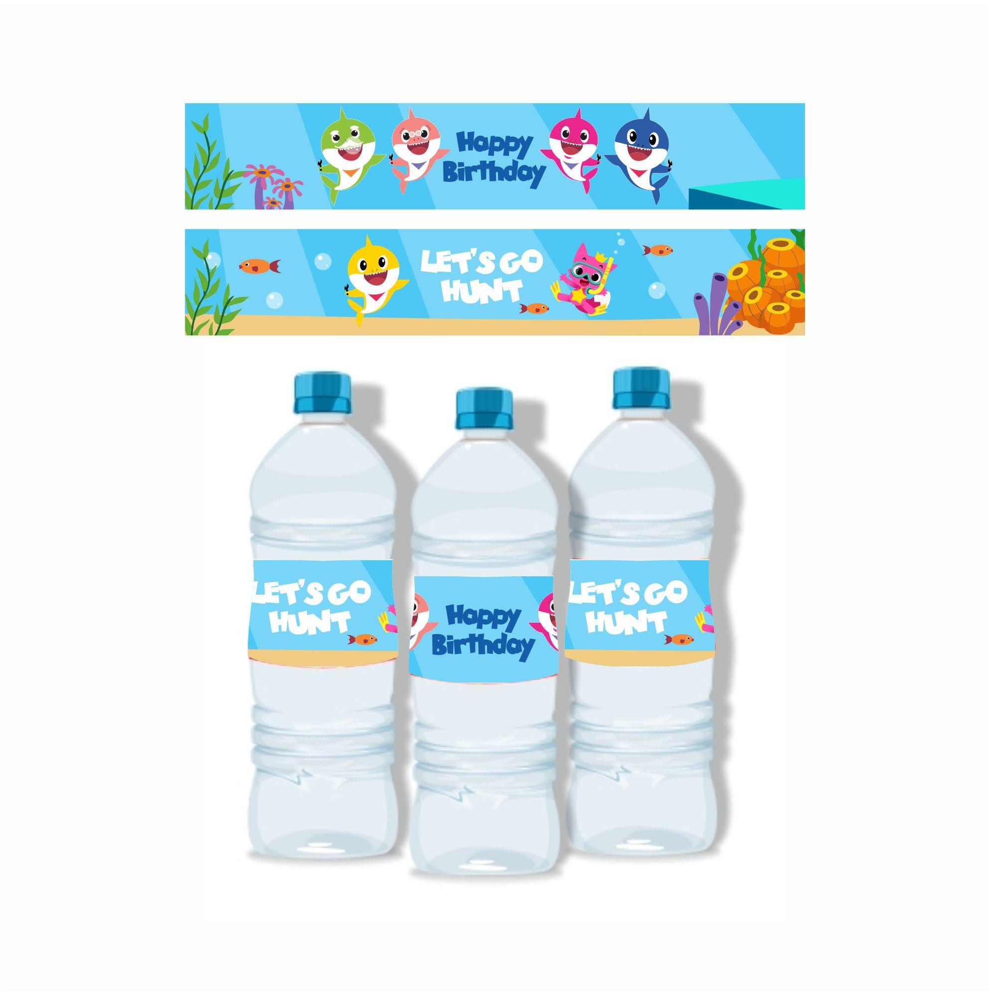 Baby Shark Theme Water Bottle Labels THEME PARTIES Pretty UR Party