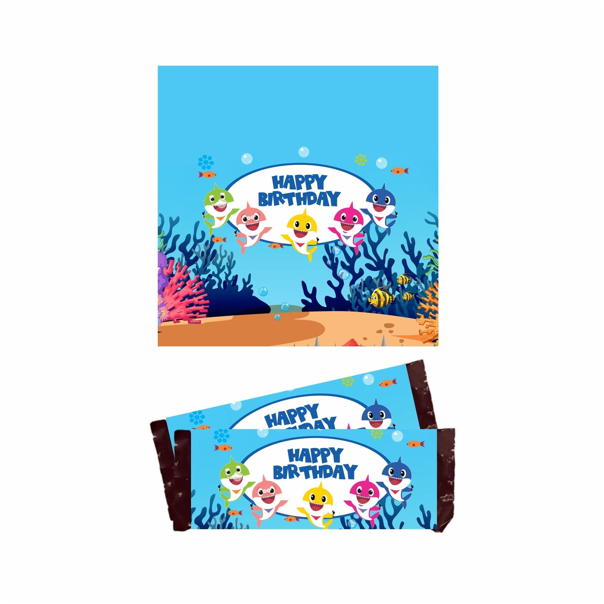 Baby Shark Theme Chocolate Wrappers THEME PARTIES Pretty UR Party