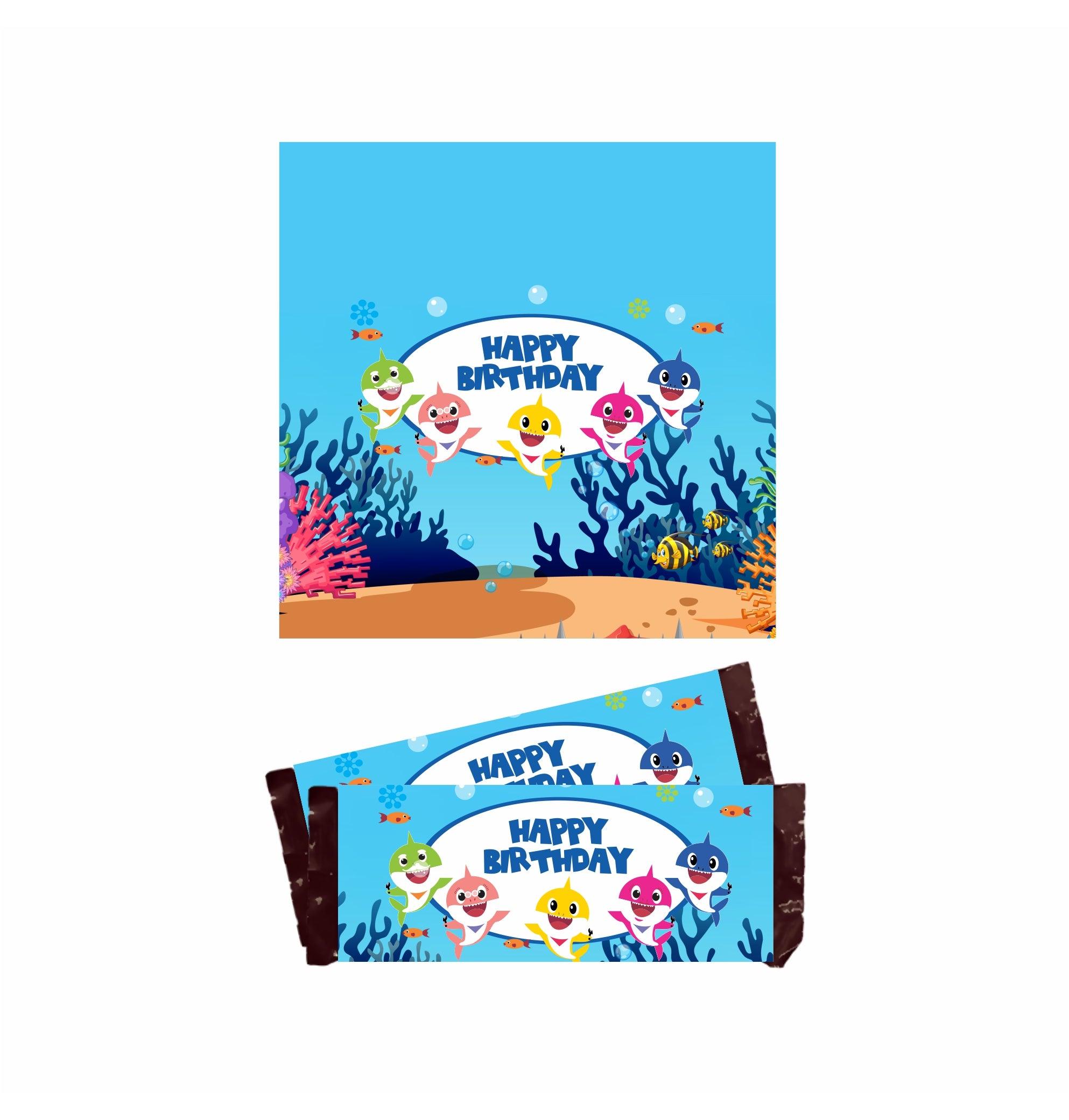 Baby Shark Theme Chocolate Wrappers THEME PARTIES Pretty UR Party