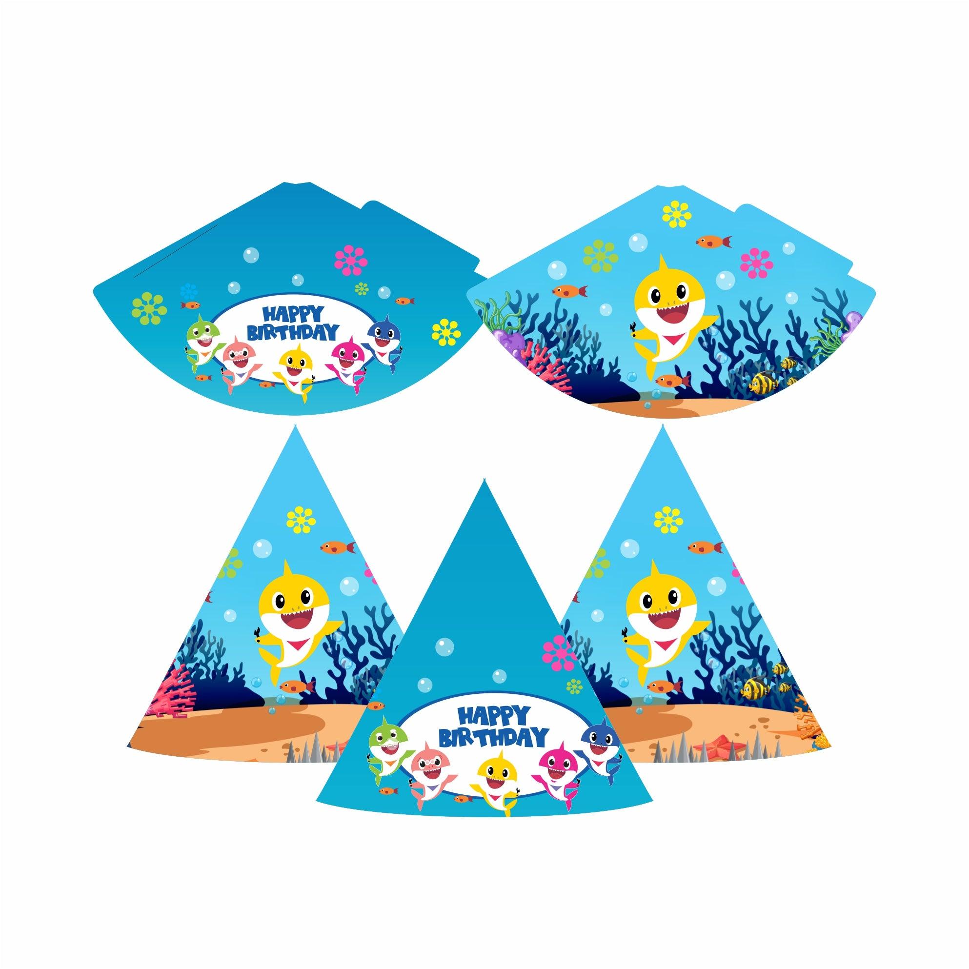 Baby Shark Theme Hats  - Pack of 10 THEME PARTIES Pretty UR Party