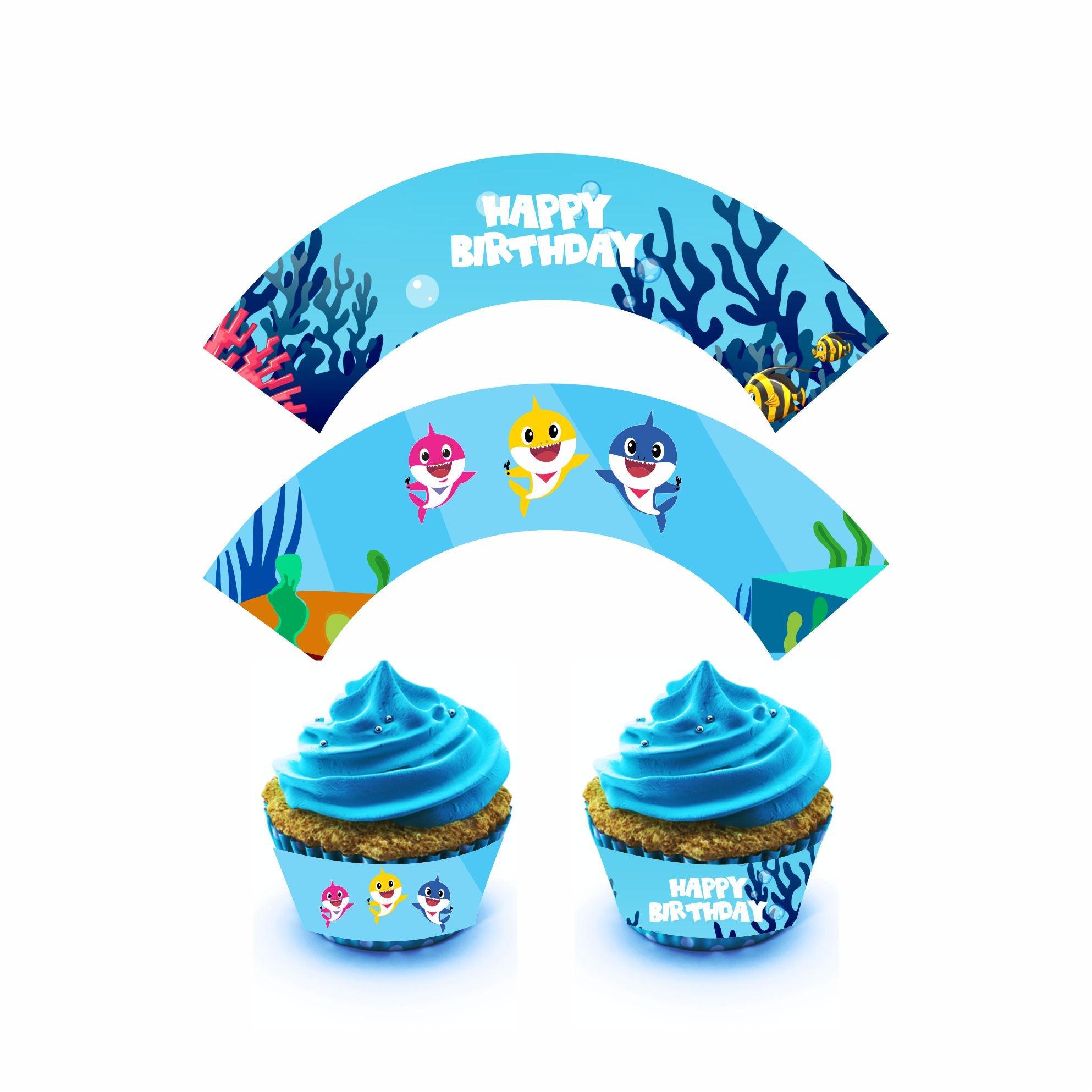 Baby Shark Theme Cupcake Wrappers THEME PARTIES Pretty UR Party