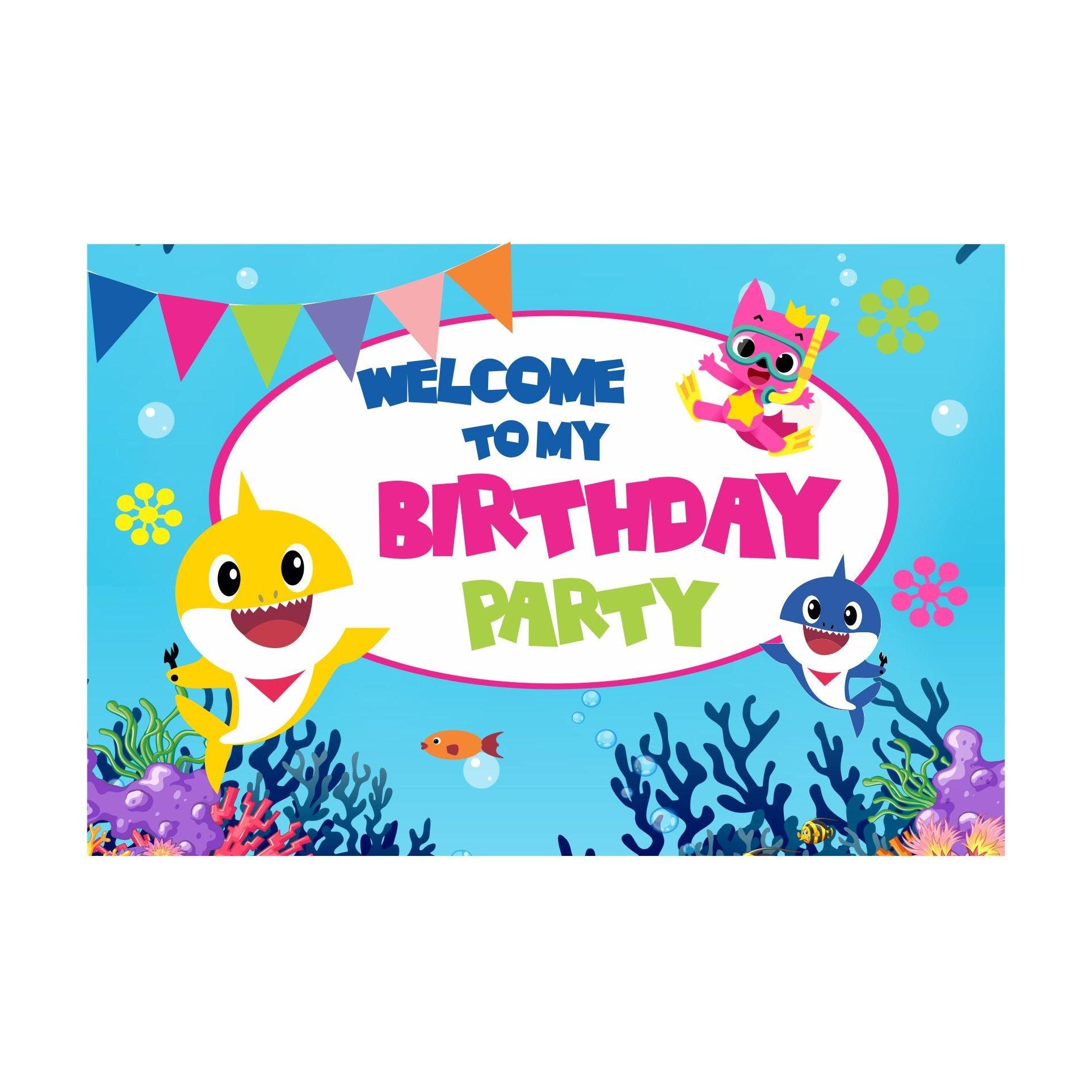 Baby Shark Theme Entrance Banner / Door Sign THEME PARTIES Pretty UR Party