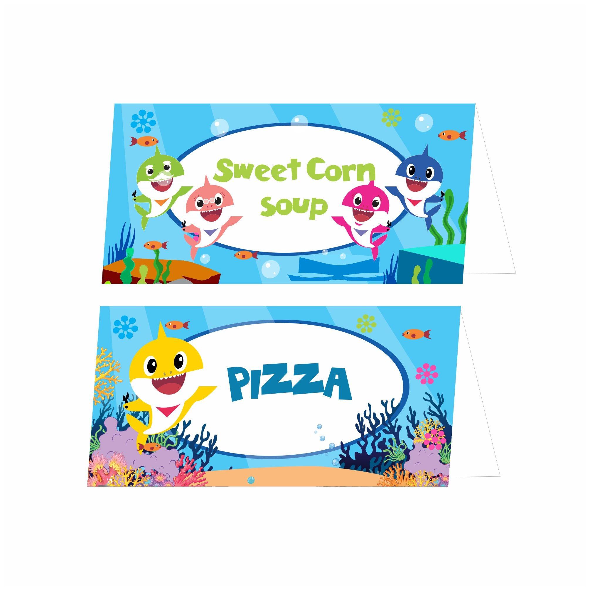 Baby Shark Theme Food Labels / Buffet Table Cards THEME PARTIES Pretty UR Party
