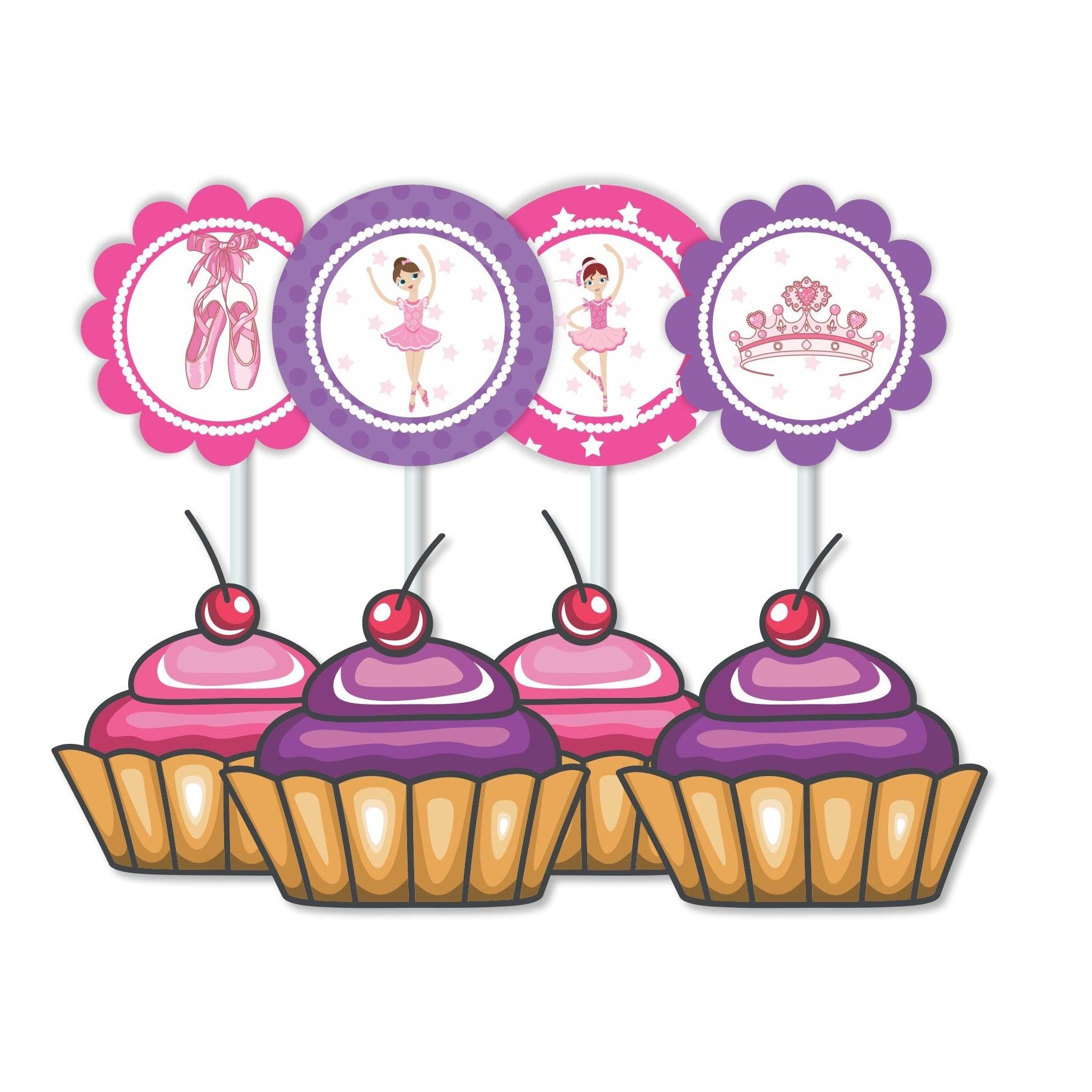 Ballerina  Theme Cupcake / Food Toppers THEME PARTIES Pretty UR Party