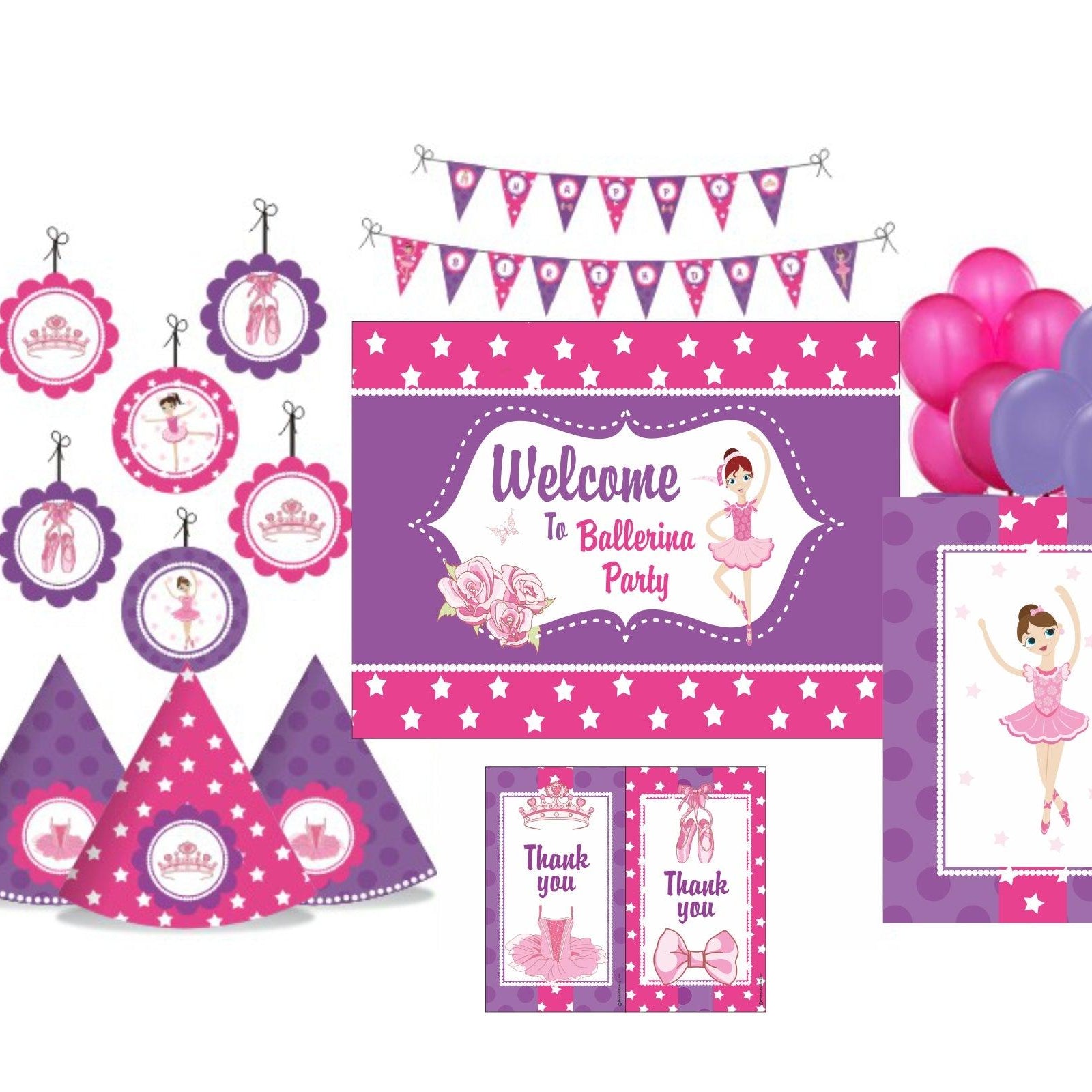 Ballerina Party Decorations Kit - 80 pcs combo pack THEME PARTIES Pretty UR Party