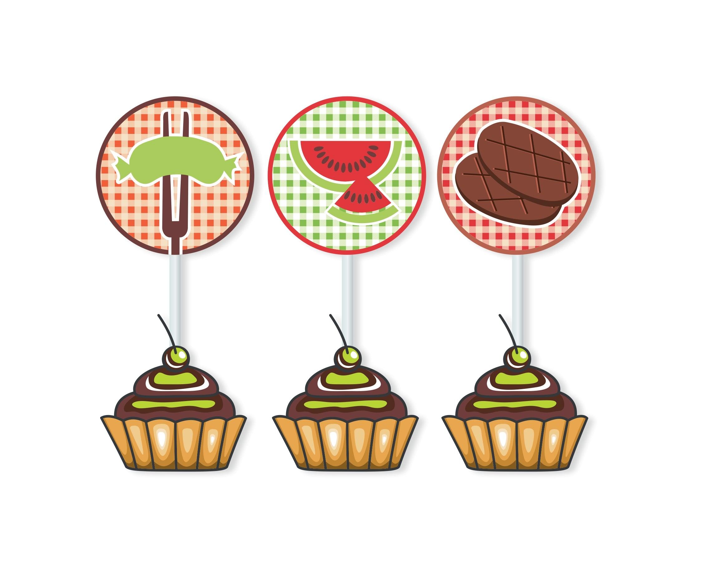 Barbeque Theme Cupcake / Food Toppers THEME PARTIES Pretty UR Party