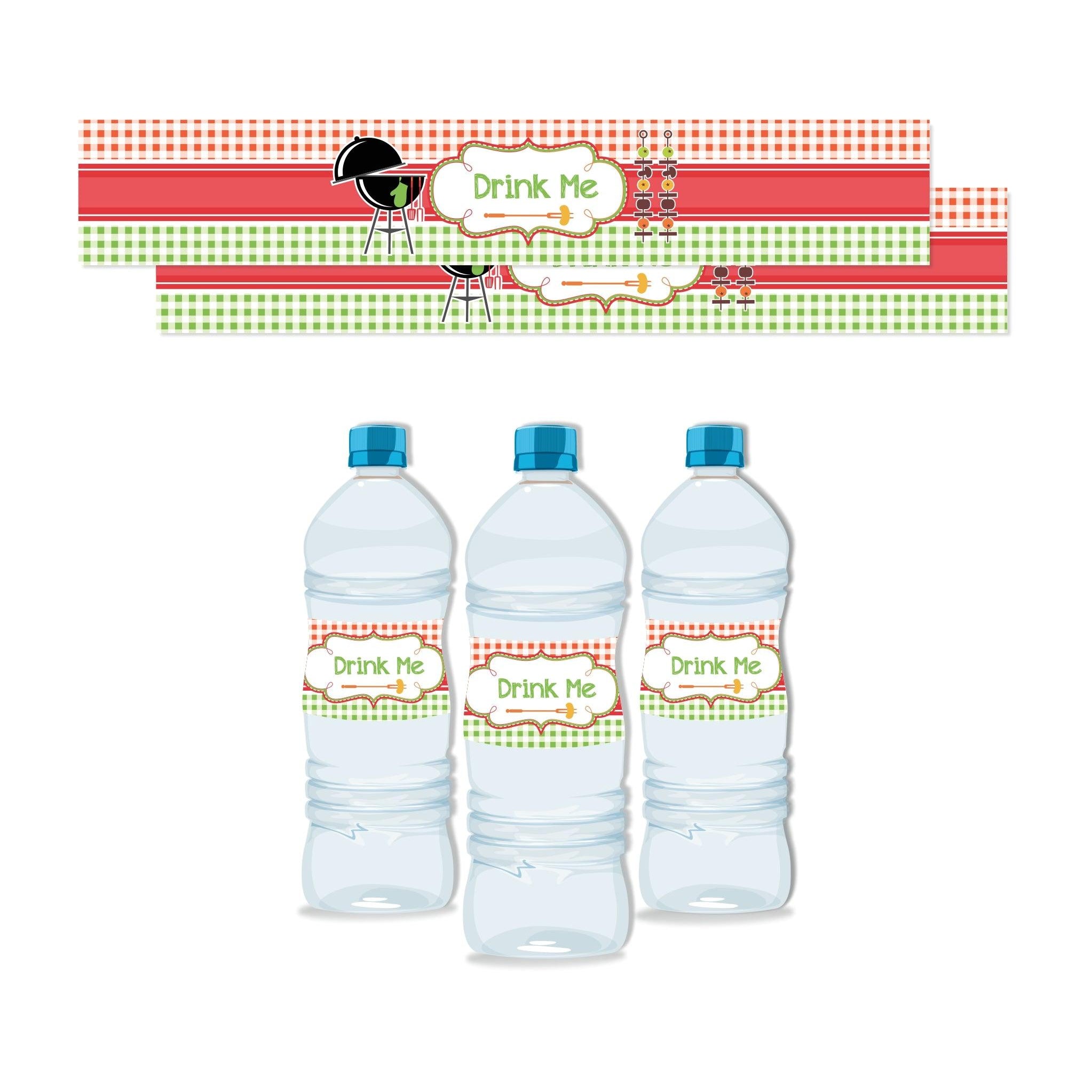 Barbeque Water Bottle Labels THEME PARTIES Pretty UR Party