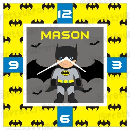 Personalised Batman Inspired Clock THEME PARTIES Pretty UR Party