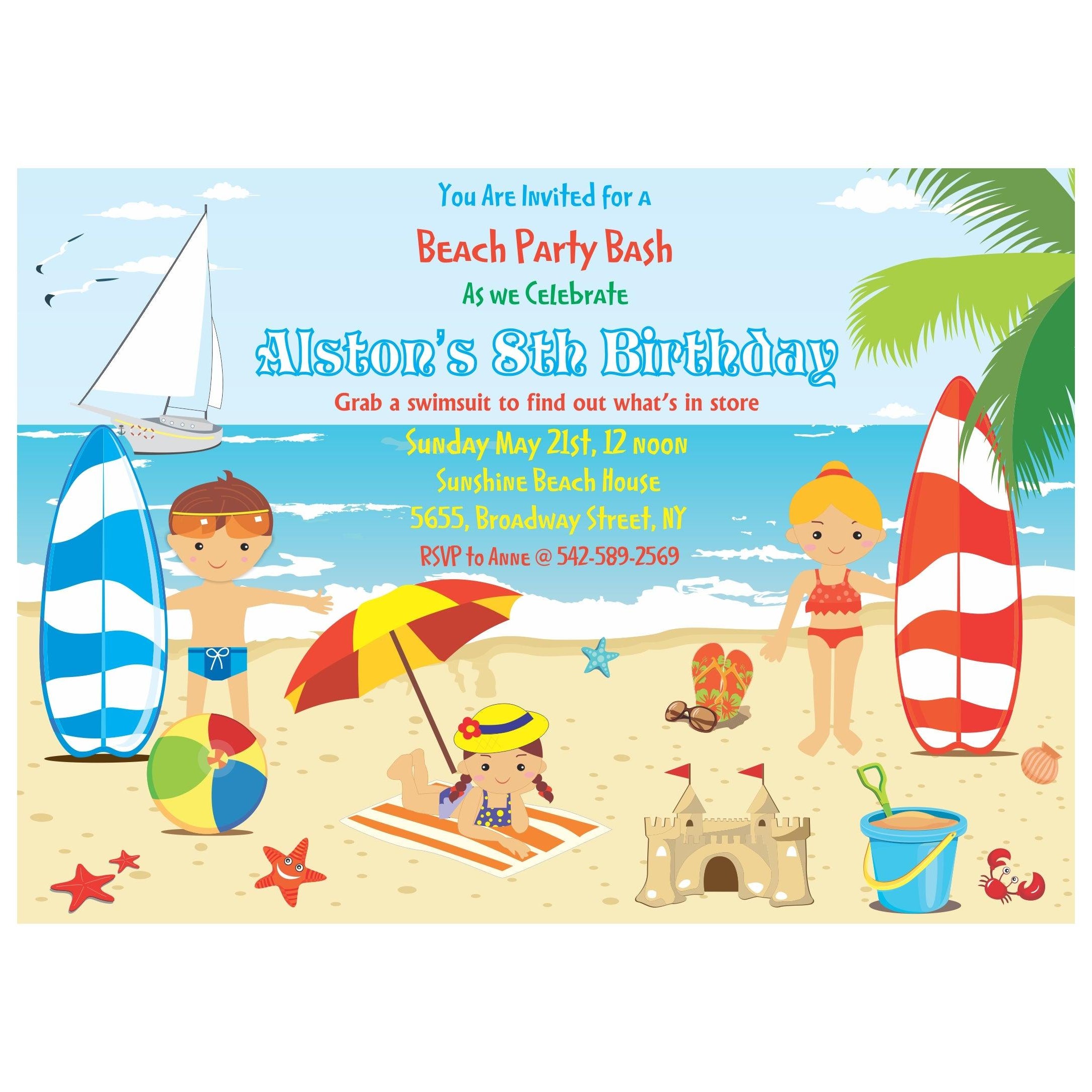 Beach Theme E-Invitations THEME PARTIES Pretty UR Party Beach Theme E-Invitations THEME PARTIES Pretty UR Party
