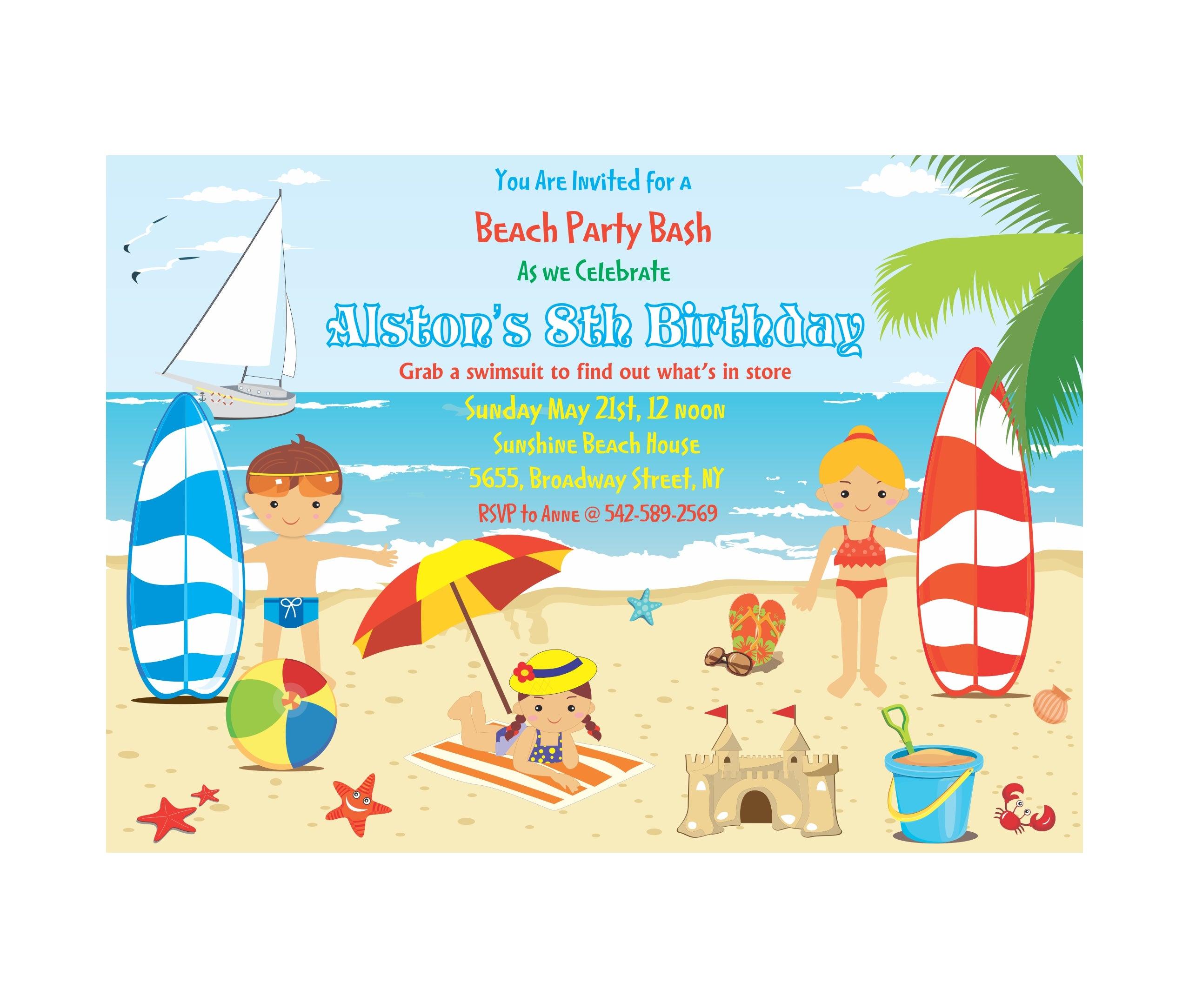 Beach Theme Invitations THEME PARTIES Pretty UR Party
