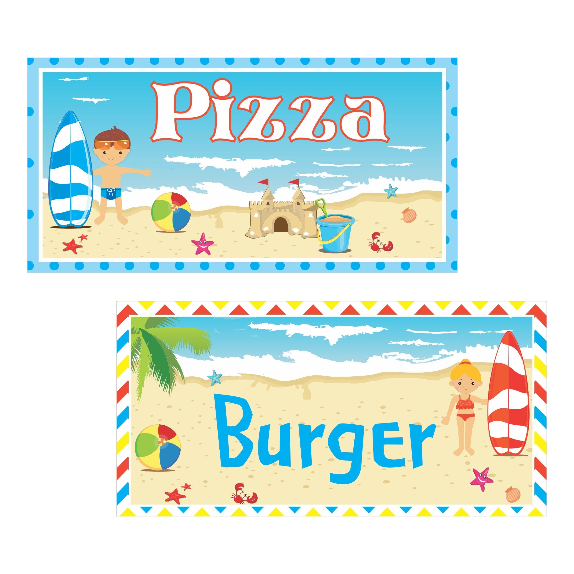 Beach Theme Food Labels / Buffet Table Cards THEME PARTIES Pretty UR Party