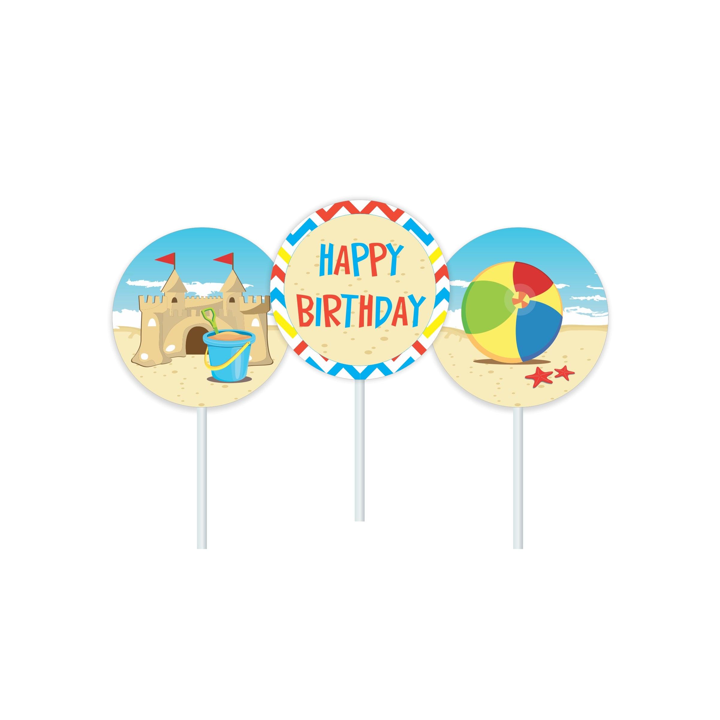 Beach Theme Cupcake / Food Toppers THEME PARTIES Pretty UR Party