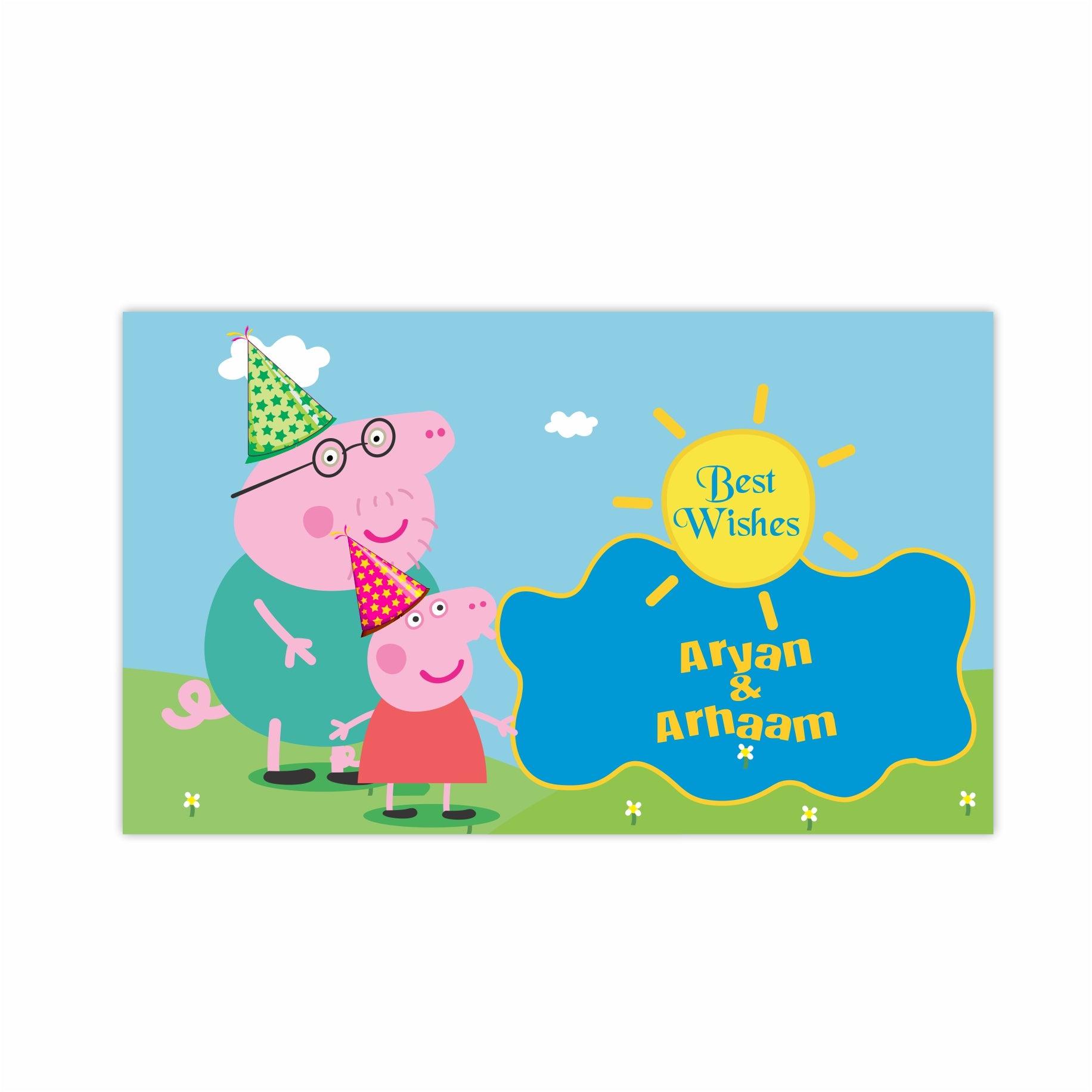 Peppa Pig inspired themed Best Wishes card PERSONALISED Pretty UR Party