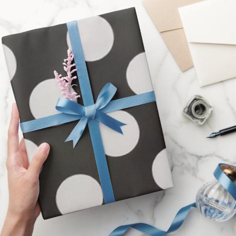 Black Polka Dots Big Wrapping Paper - Pack of 5 ACCESSORIES Pretty UR Party