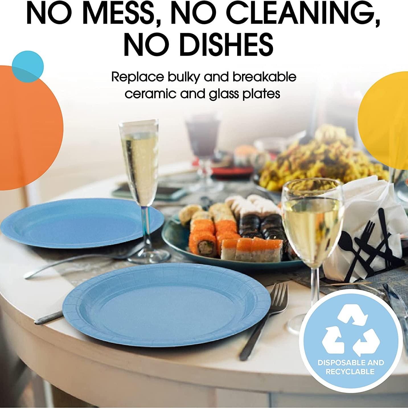 Blue Paper Plates - Pack of 10 THEME PARTIES Pretty UR Party