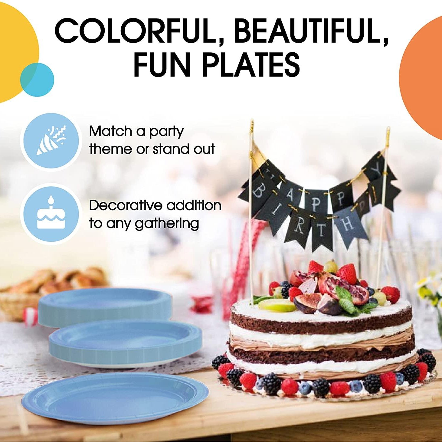Blue Paper Plates - Pack of 10 THEME PARTIES Pretty UR Party