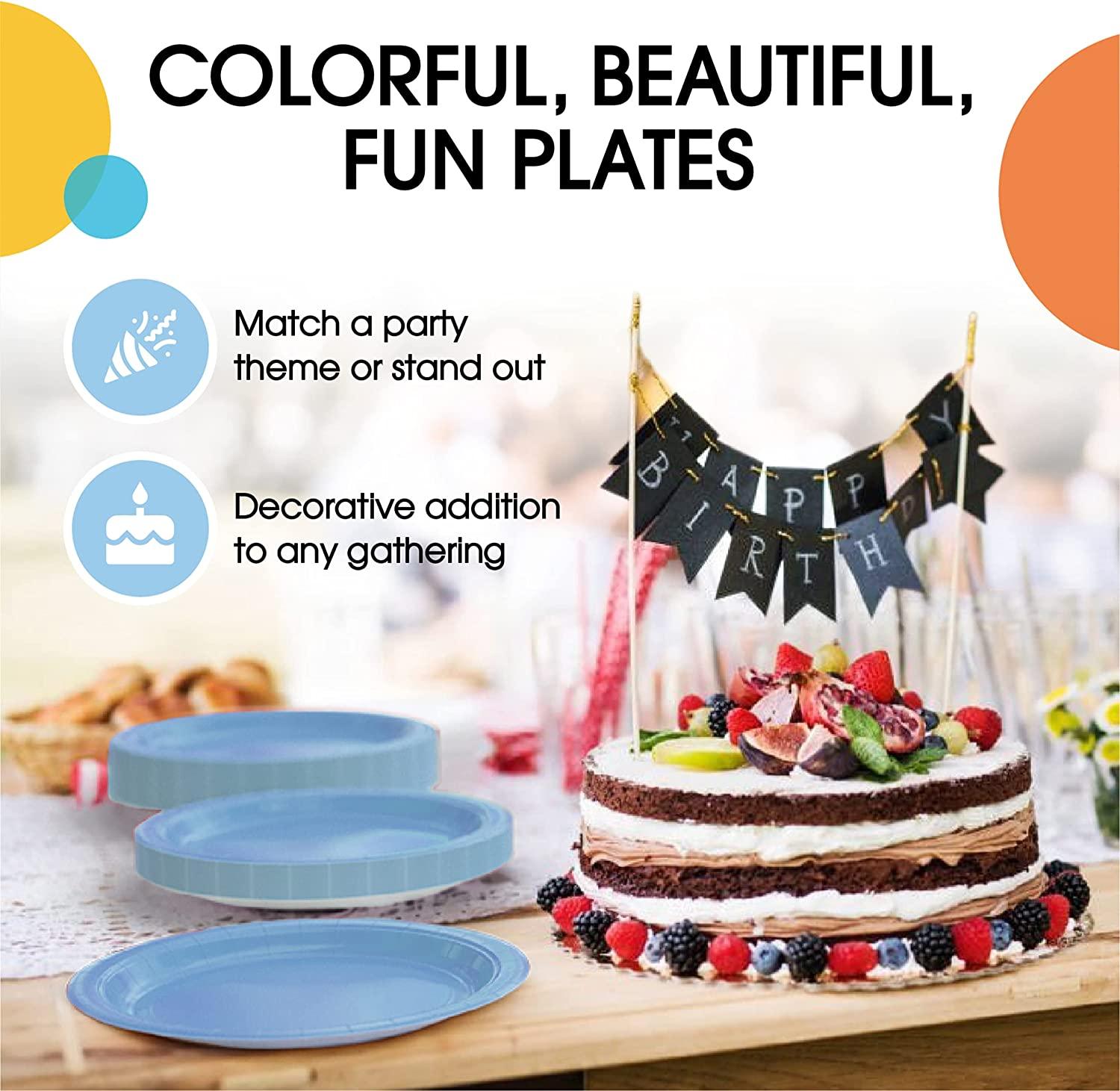 Blue Paper Plates - Pack of 10 THEME PARTIES Pretty UR Party