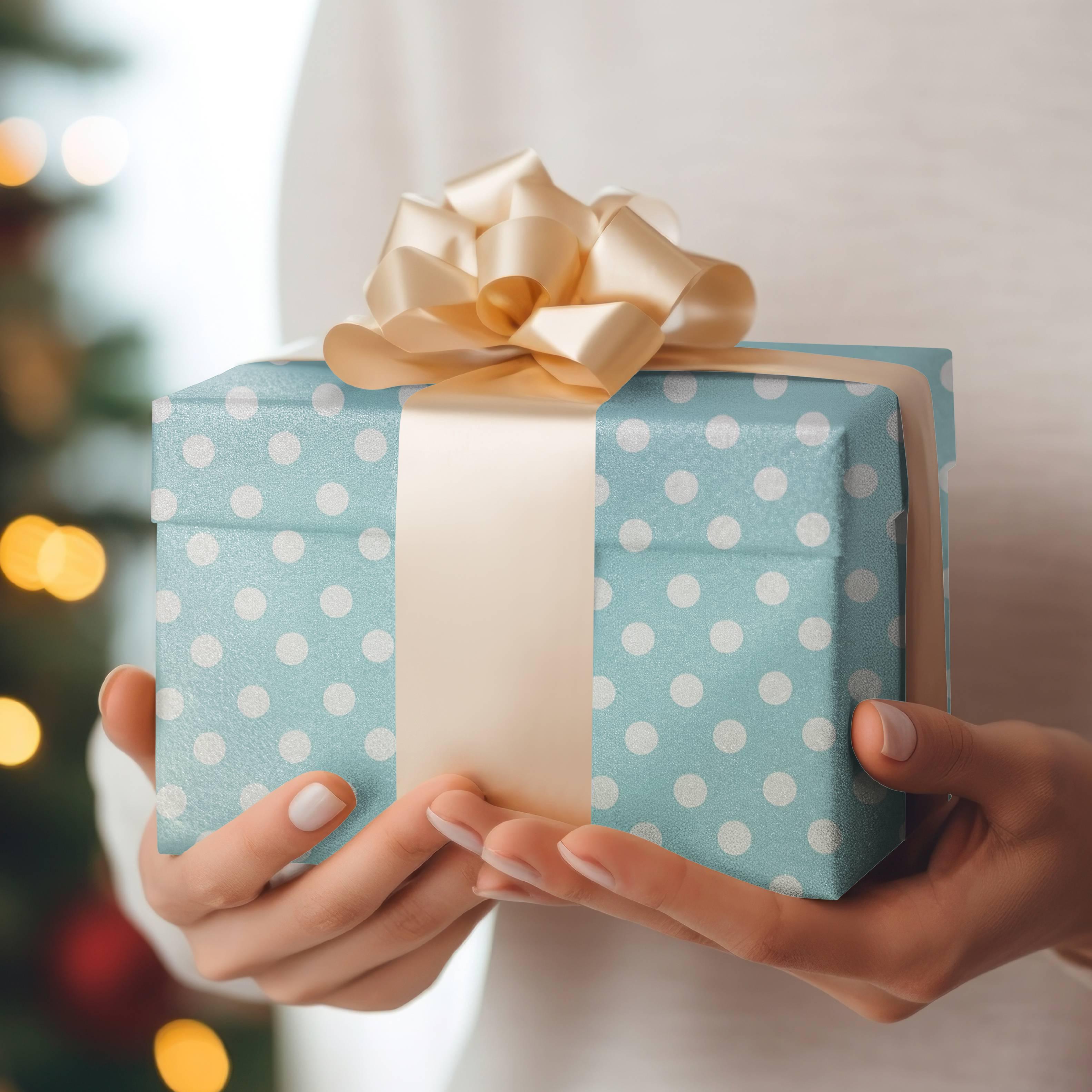 Pastel Blue polka dots Wrapping paper (pack of 5) RETURN GIFTS Pretty UR Party