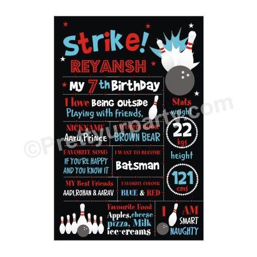 Bowling theme Chalkboard Poster PERSONALISED Pretty UR Party