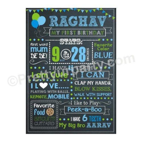 Chalkboard Poster - Blue PERSONALISED Pretty UR Party